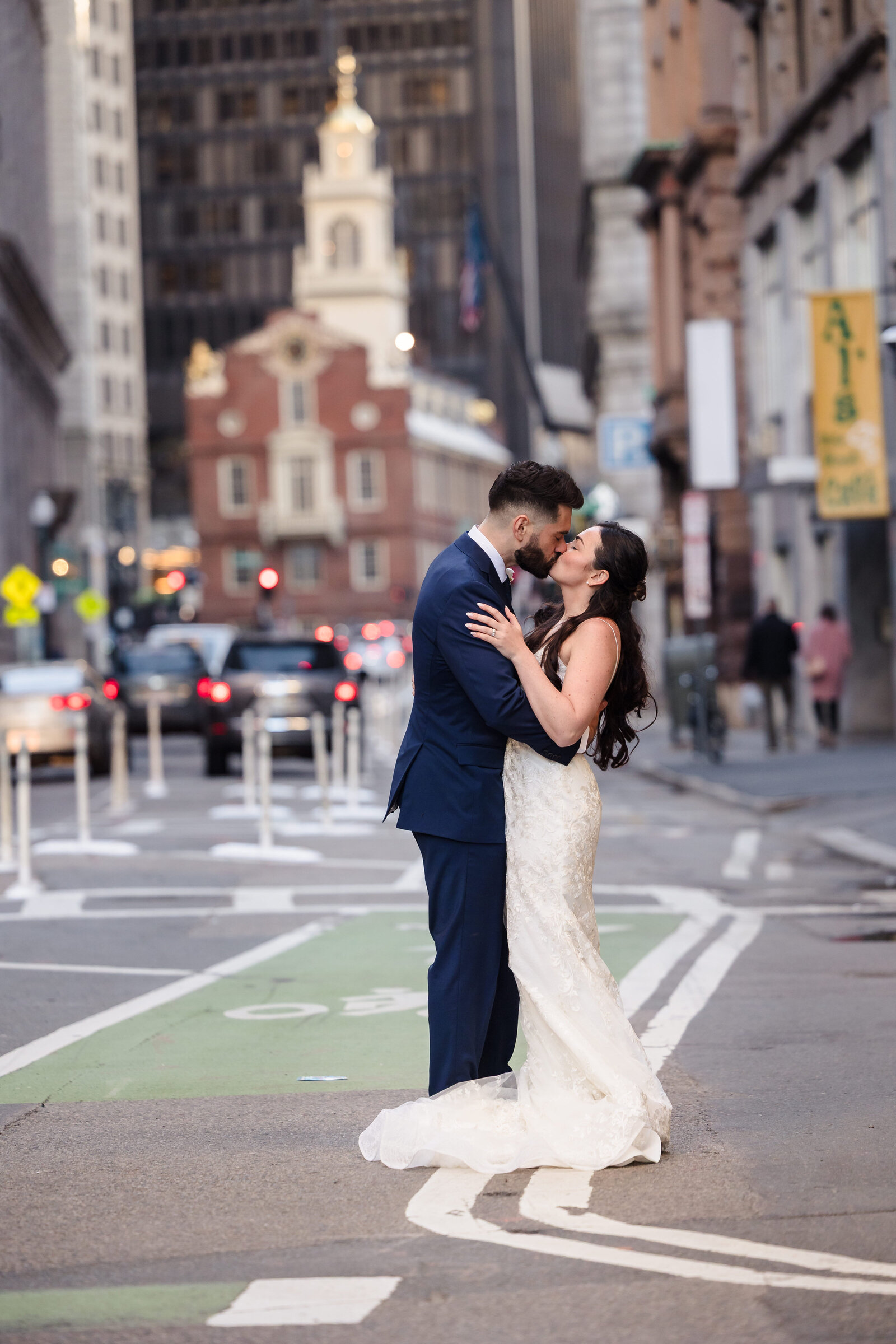 boston-city-wedding-couple-in-street-lisa-gilbert-photography
