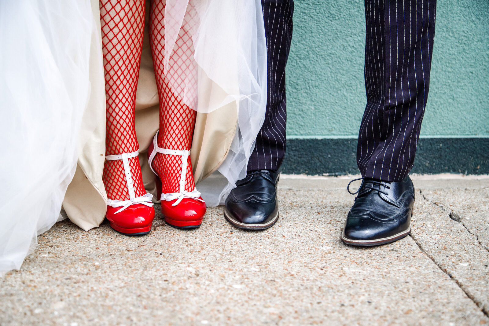 bride and groom show off quirky shoes in yuma wedding
