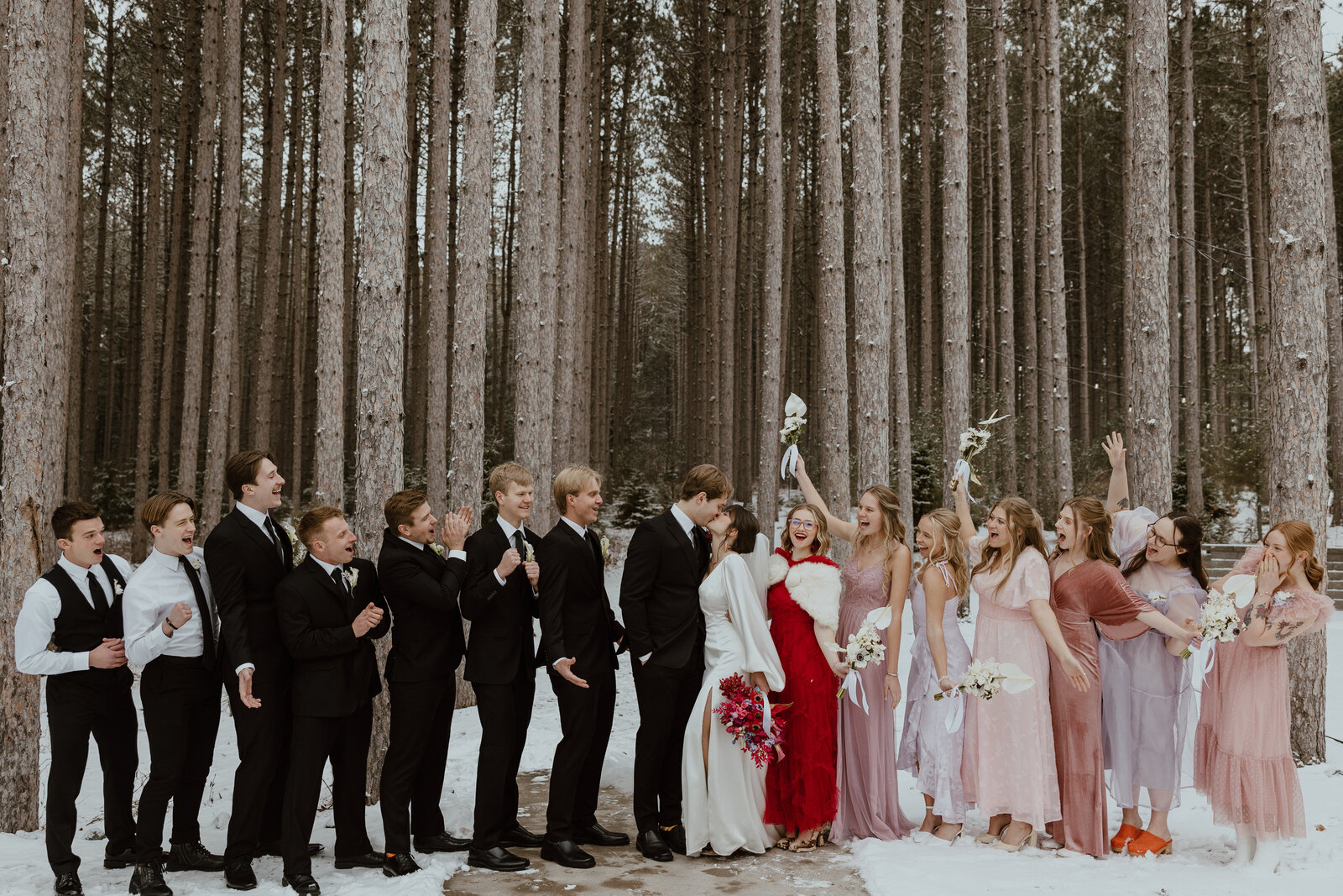winter wedding party