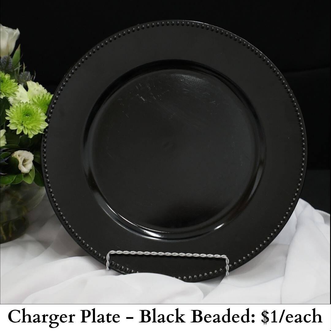 Charger Plate-Black Beaded-244