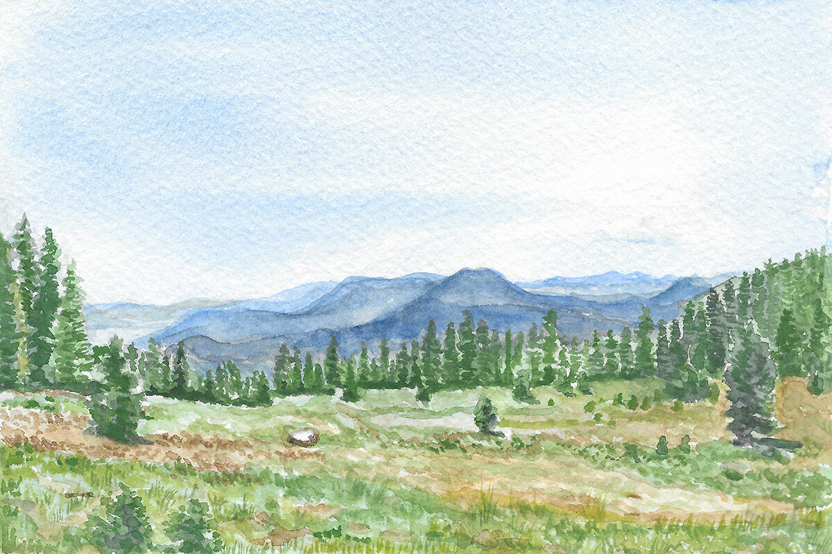 thumbnail Mountains Crater Lake Watercolor