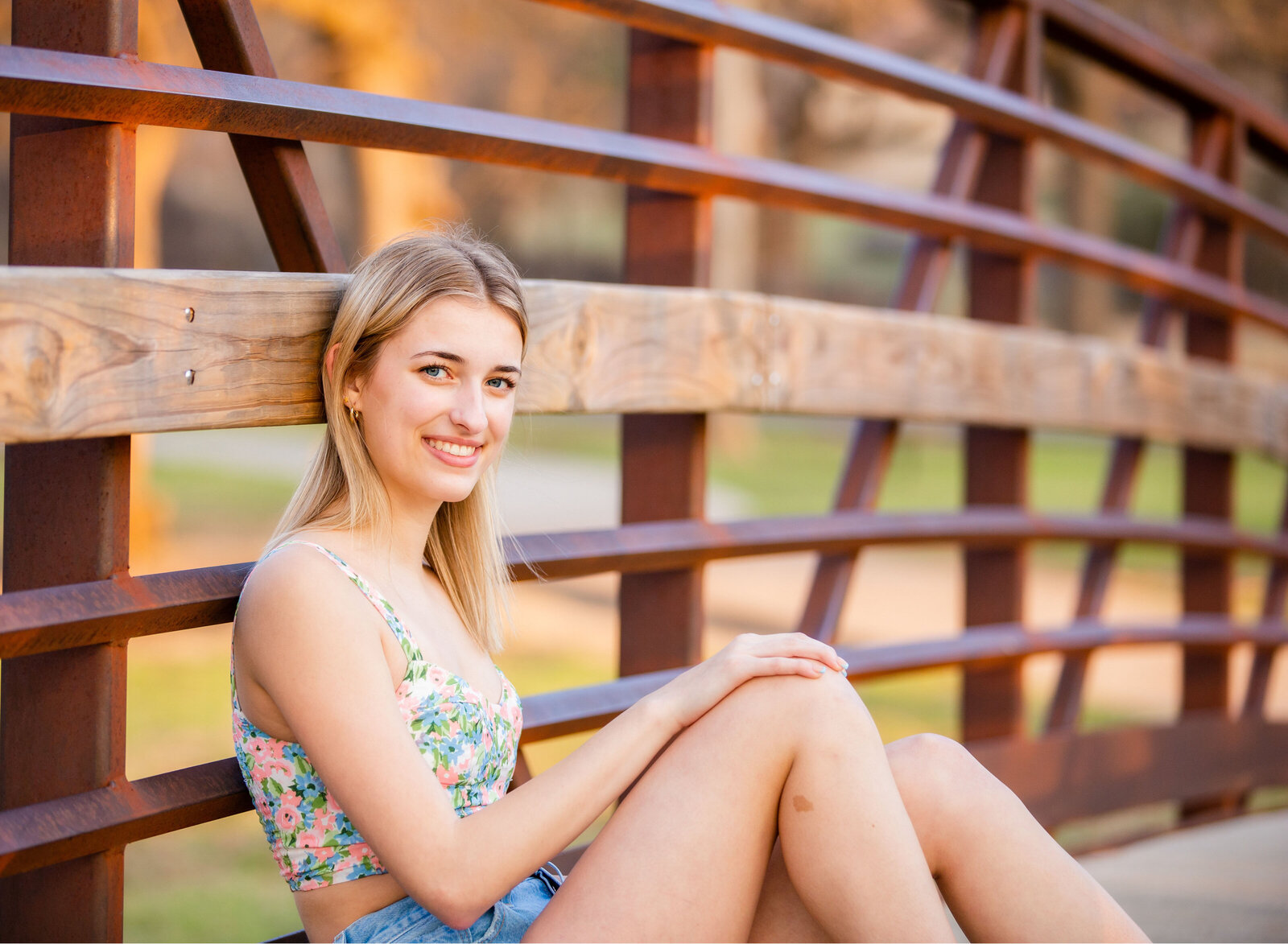 senior girl on a bridge