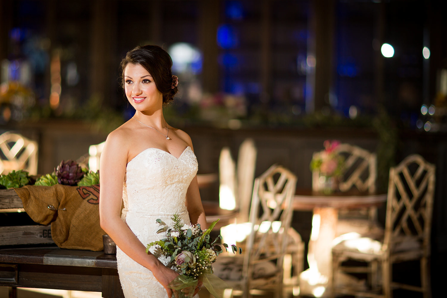 bride in reception space