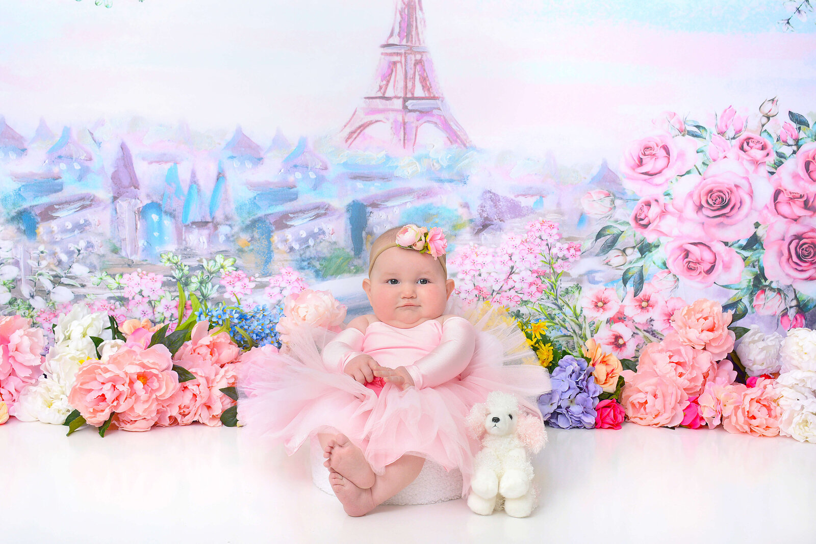 girl at her fancy elegant half birthday photoshoot