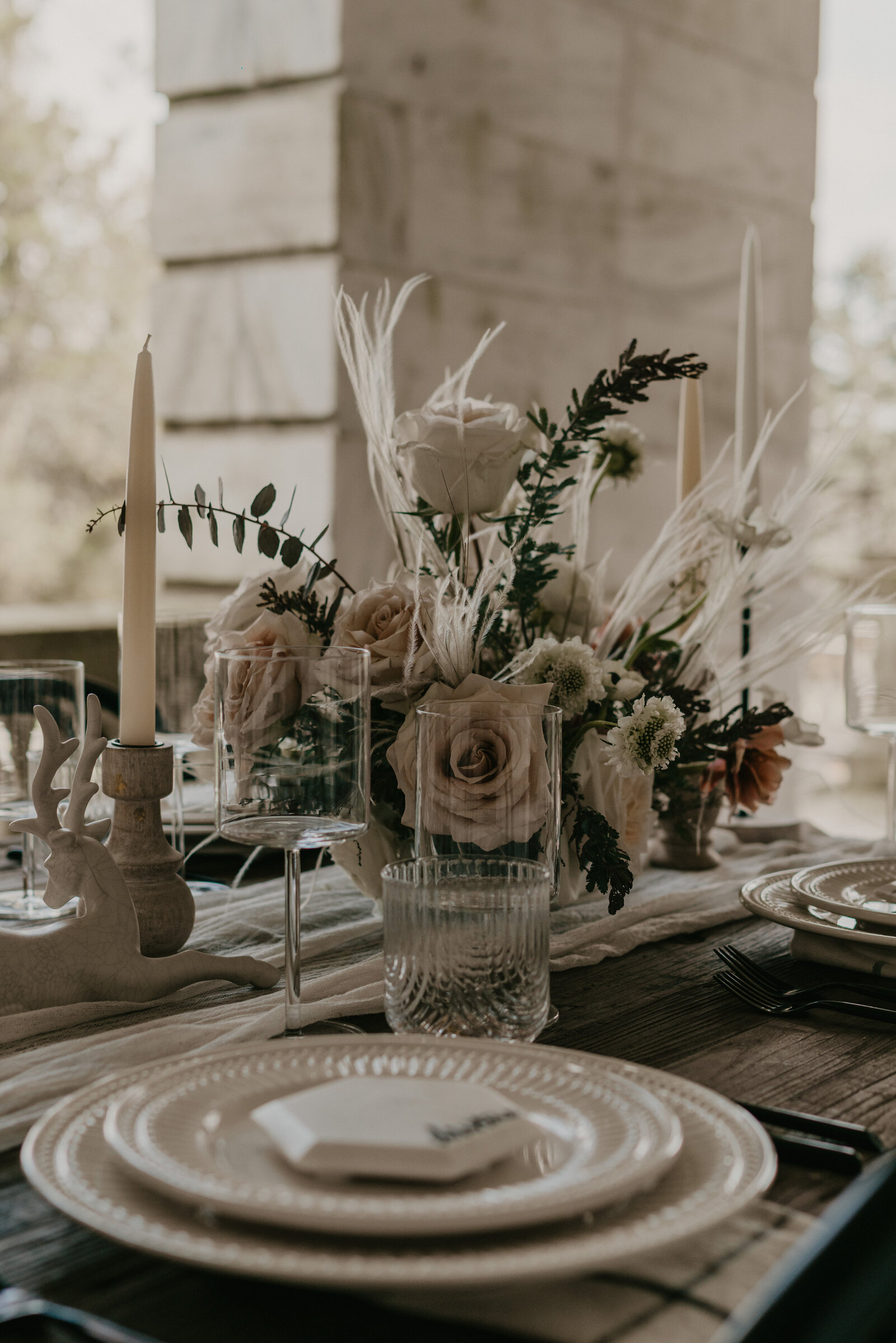 Classic and timeless sweetheart table at wedding.