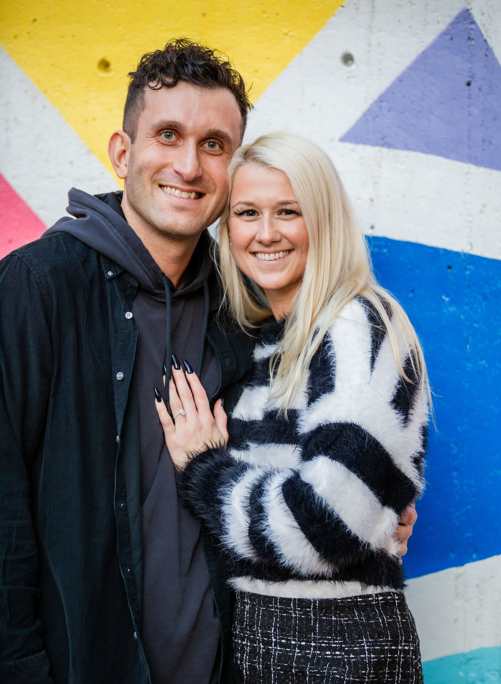 smiling engaged couple