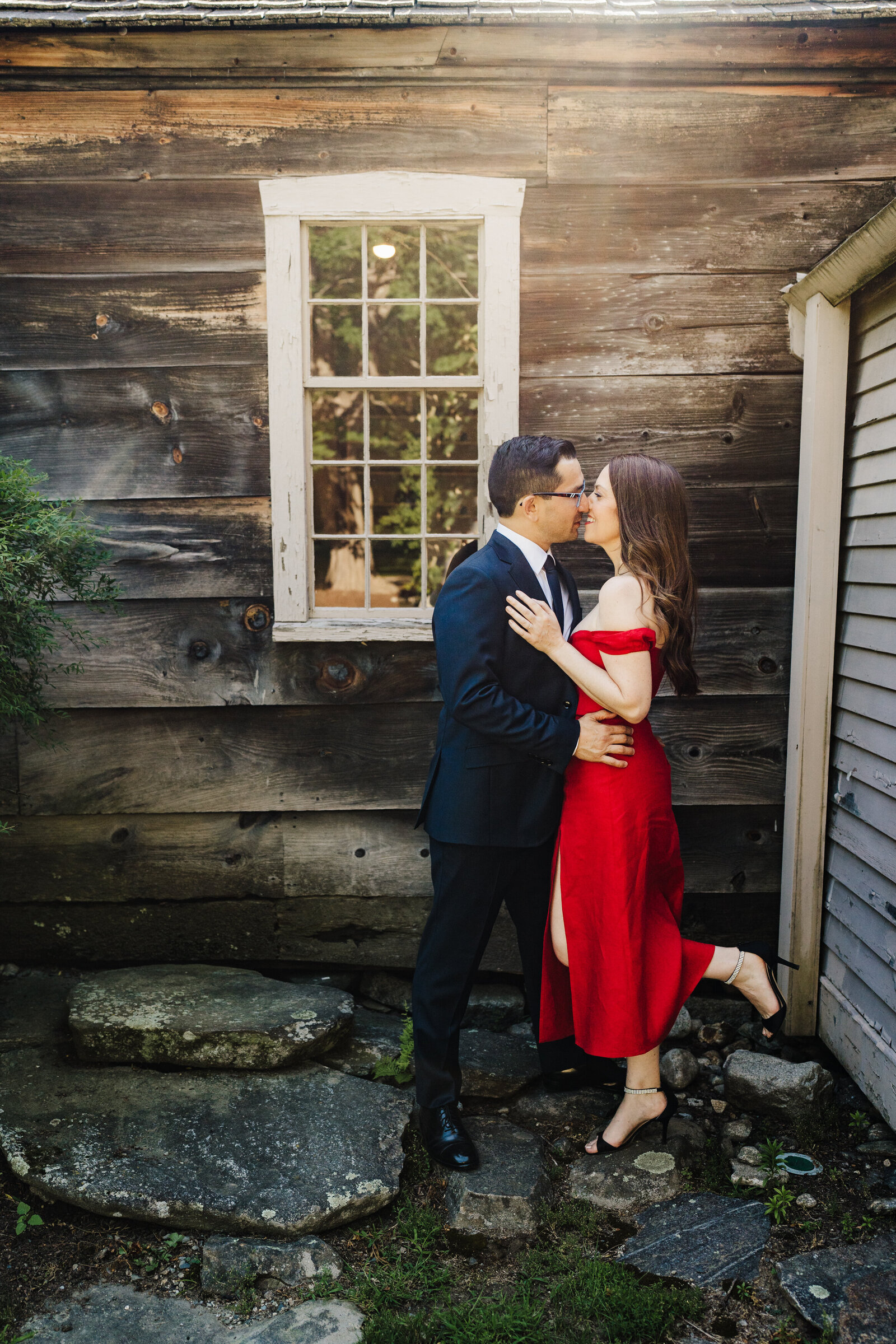 couple gets married in red dress