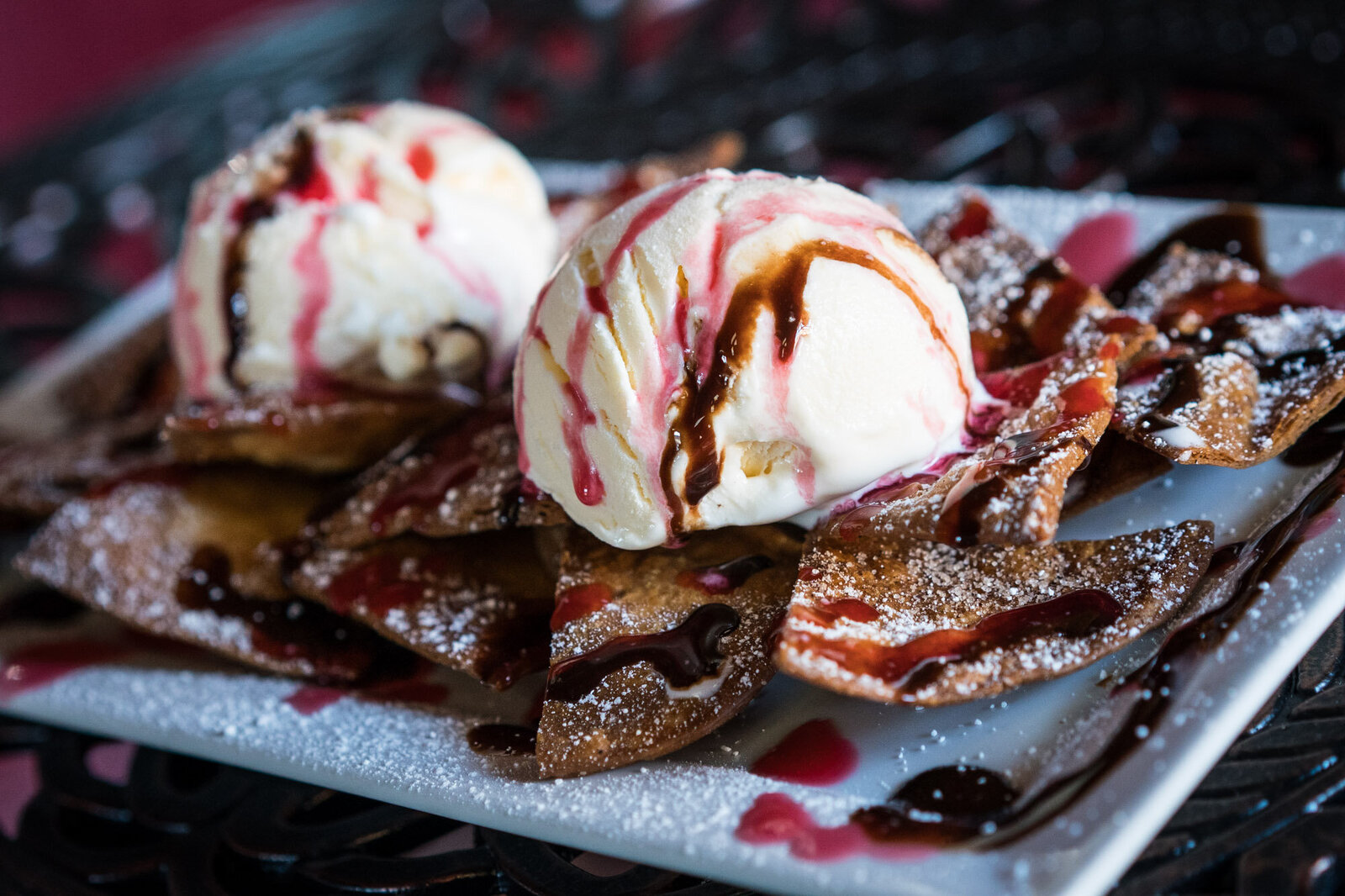 Restaurant menu shot of dessert