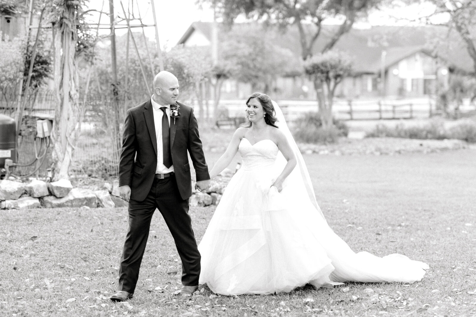 bride and groom outdoors