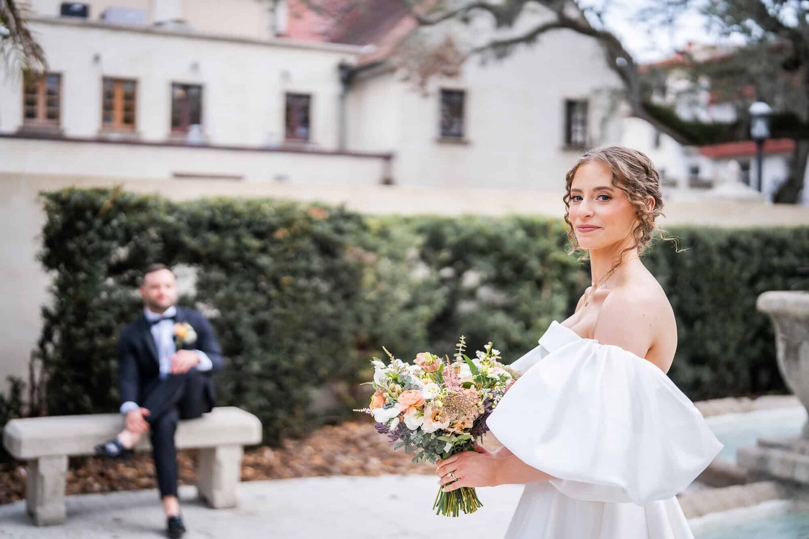 bride and groom portraits at Casa Monica wedding