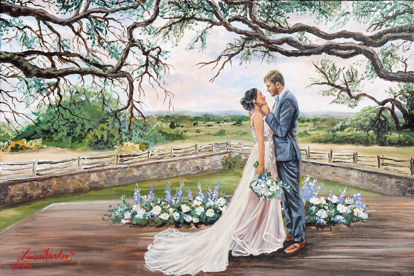 inspiring oaks ranch wedding painting