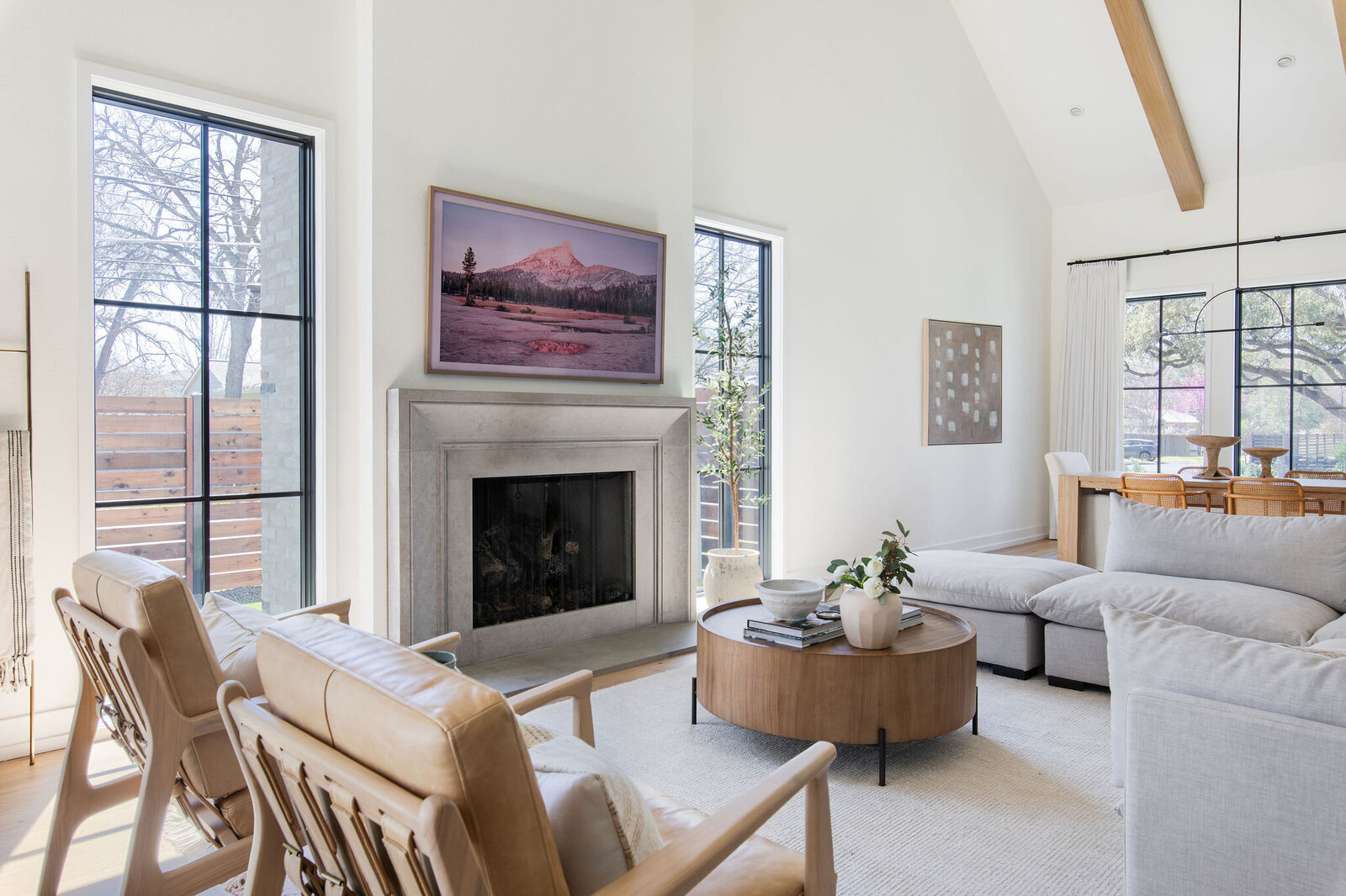 Gray Limestone Fireplace Living Room_Nuela+Designs