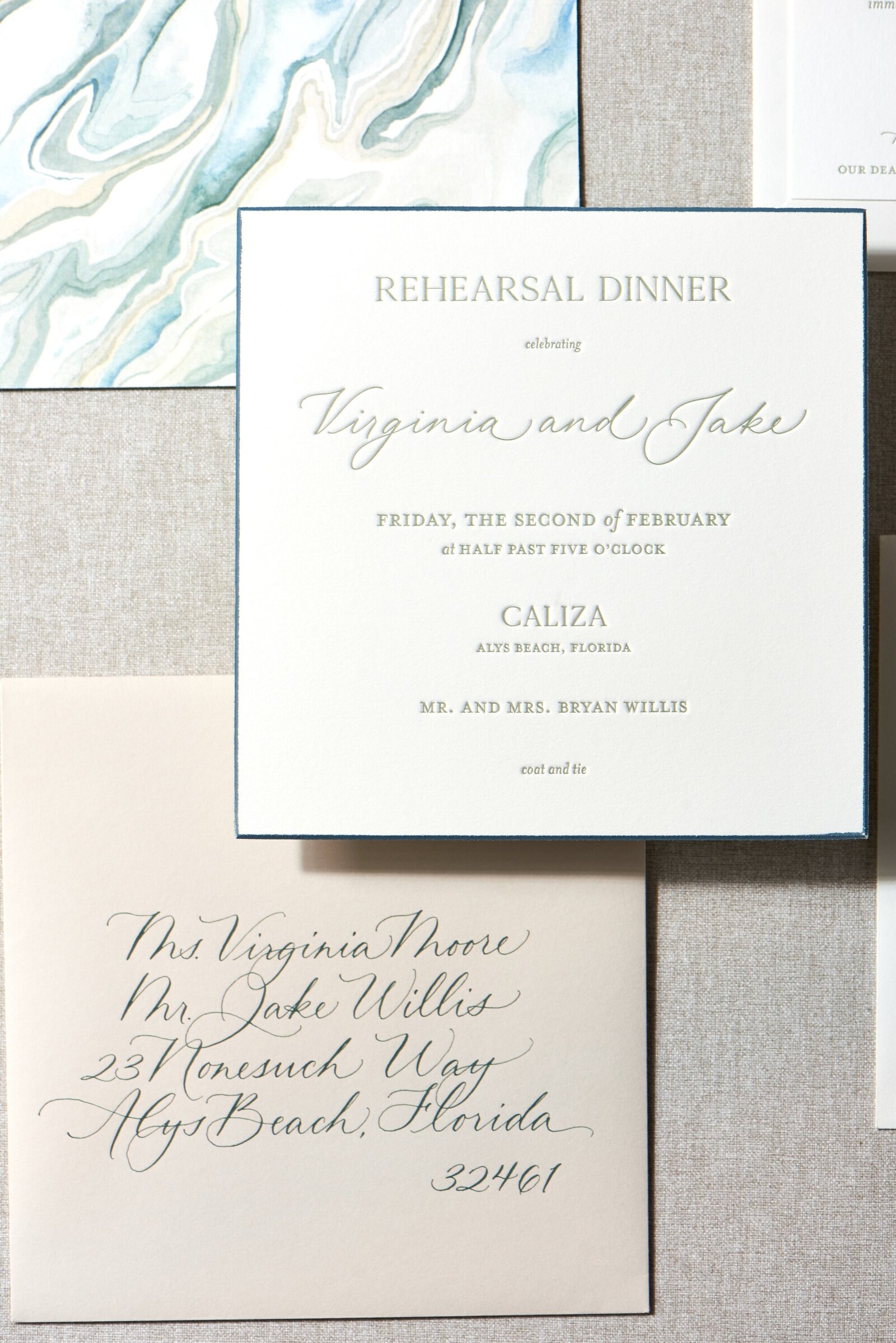 LowcountryPaperCo_Virginia&Jake_RehearsalDinnerInvitation_EnvelopeCalligraphy