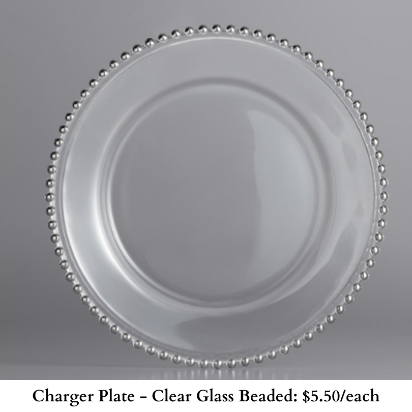 Clear Glass Beaded Charger Plate-891