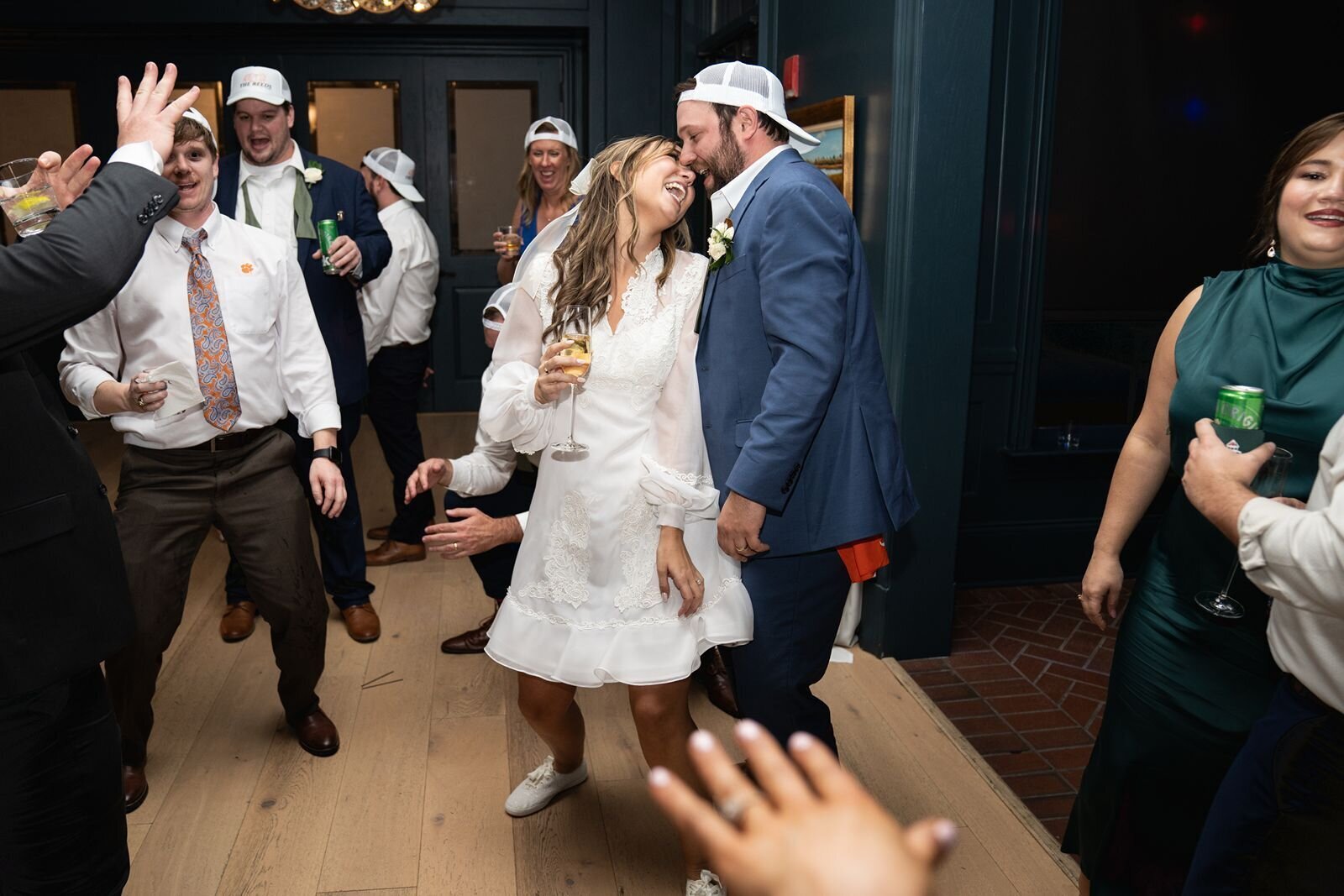 Fun wedding reception photo in Charleston