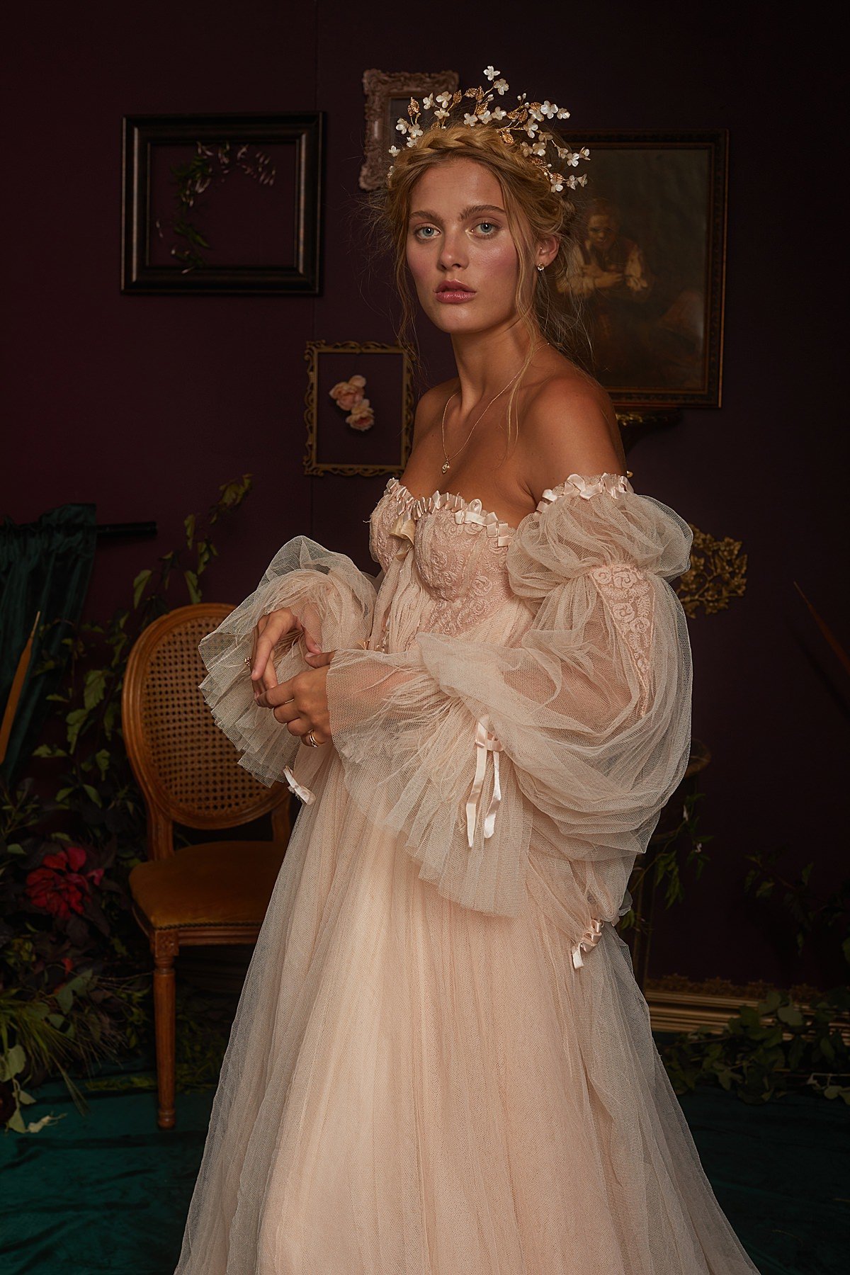 Yoake-blush-tulle-wedding-dress-sleeves-JoanneFlemingDesign-ThisModernRomancePhoto (3)