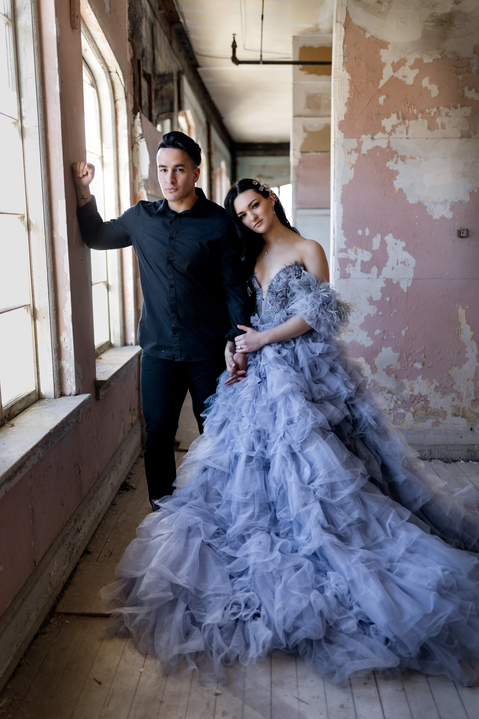 A moody indoor bridal shoot, blending elegance with the adventurous spirit of the Pacific Northwest.