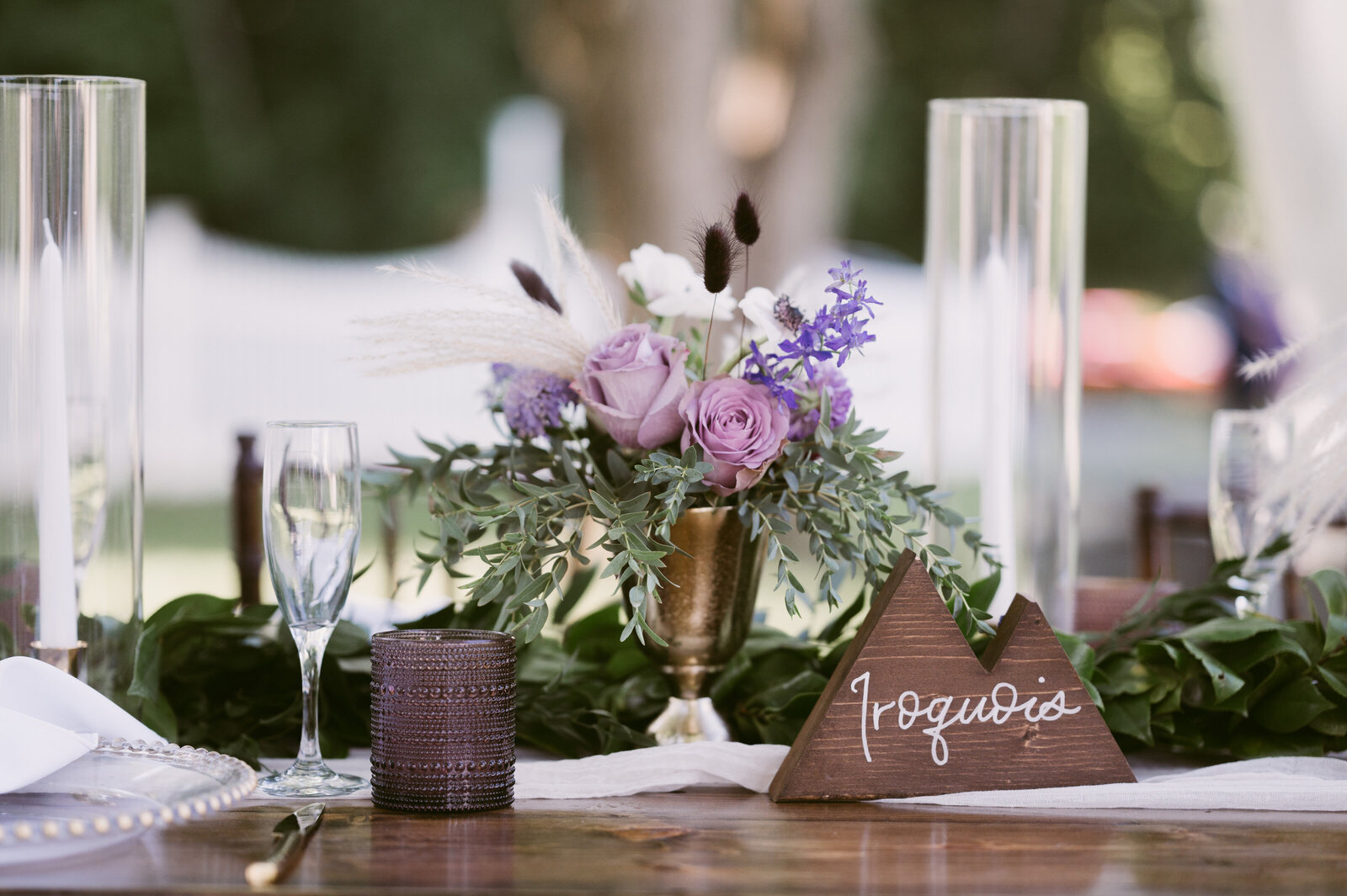 Amethyst Wedding Tablescape Bespoke Rentals Farmhouse Table