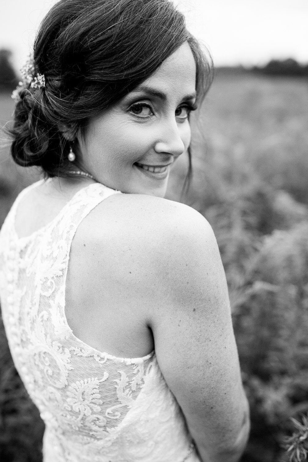 Freckled bride portrait n wildflowers