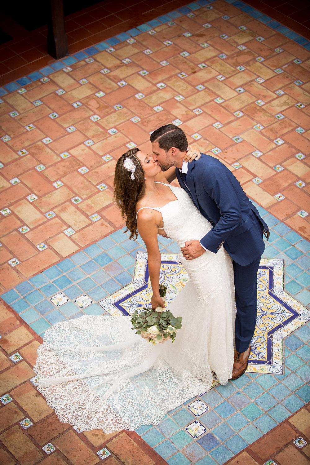 wide shot of bride and groom at darlington house