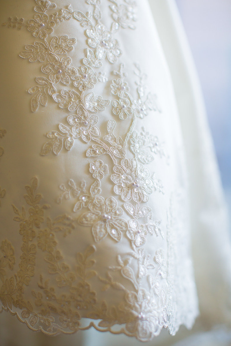 detail of a dress at a wedding in maryland