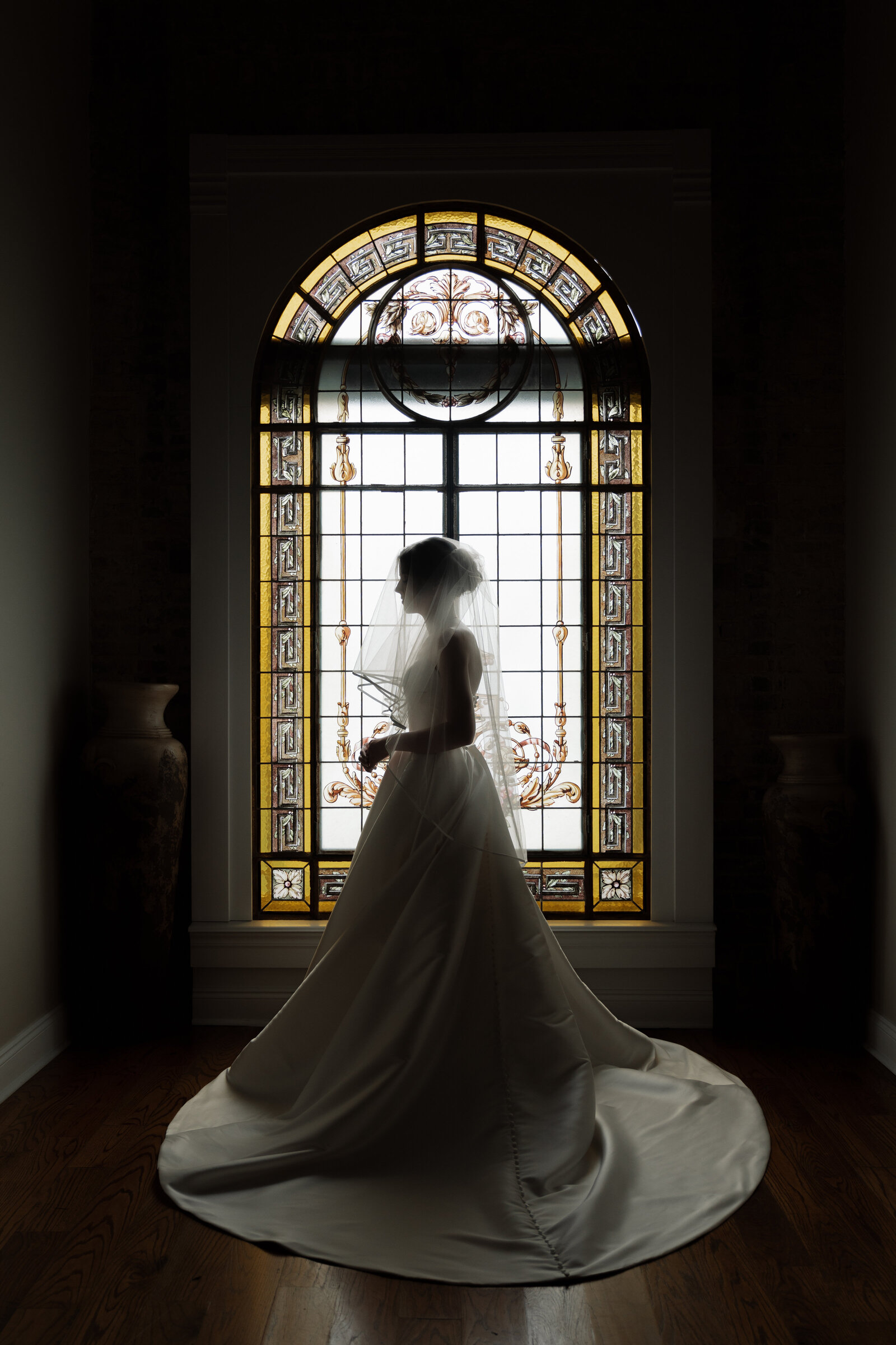 bride in front of a window editorial wedding