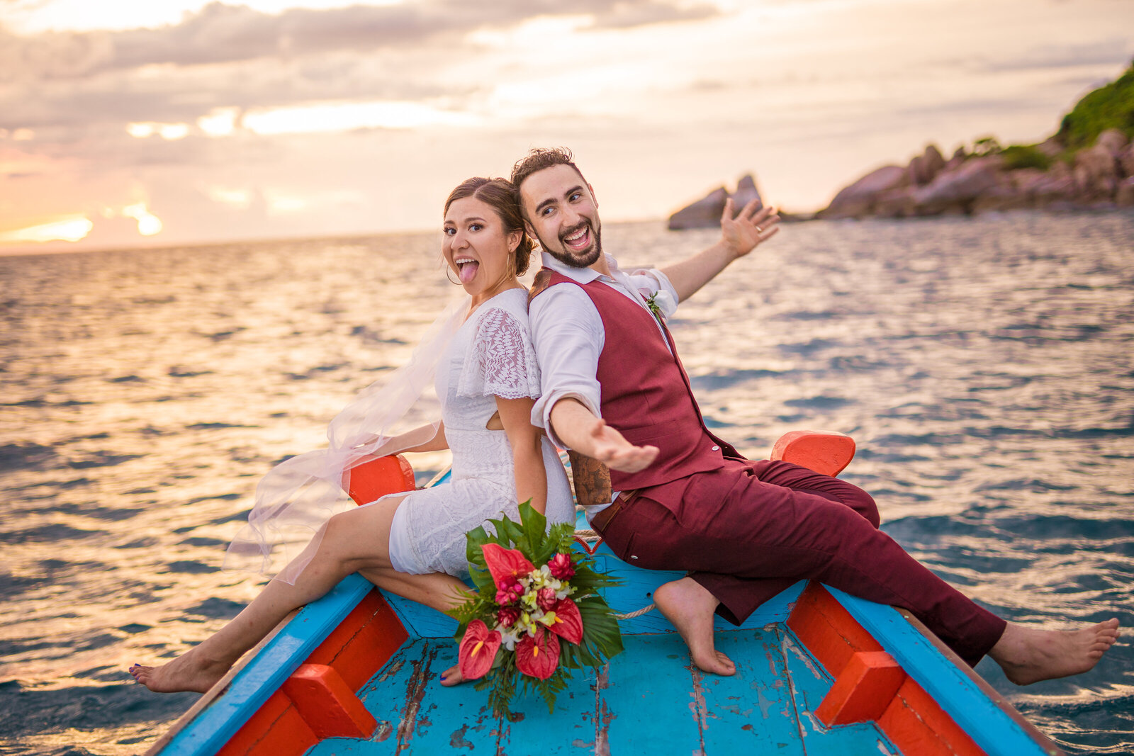 Drone Longtail Bride and Groom Koh Tao