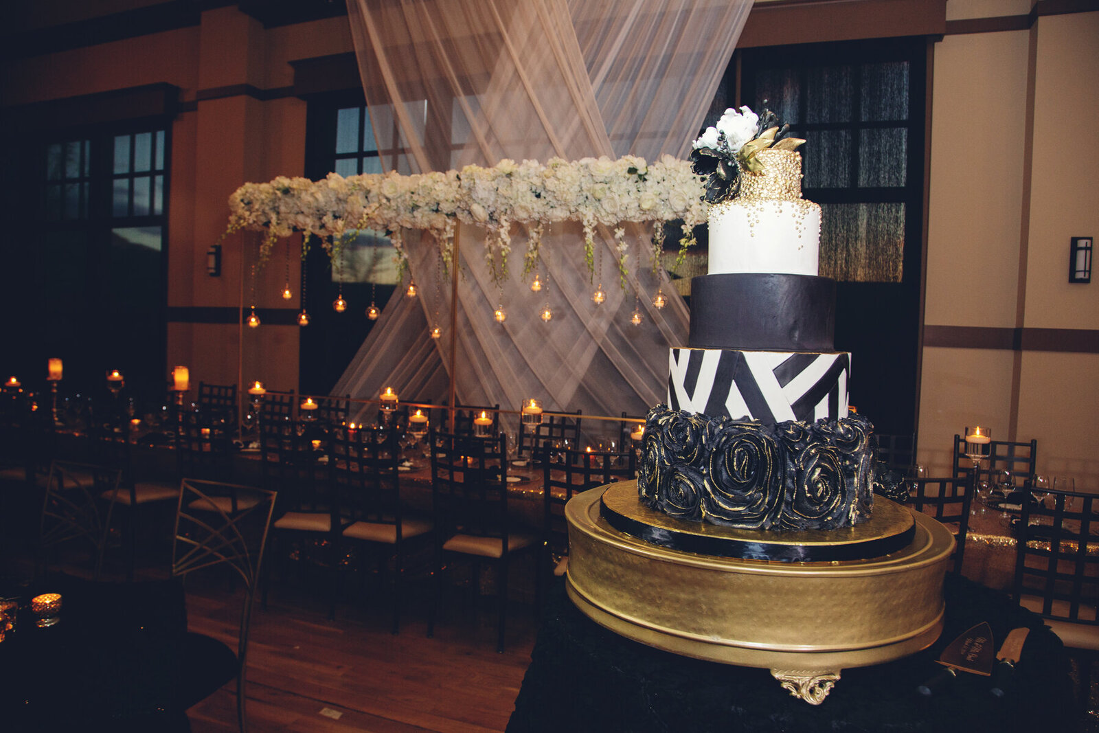 black and white wedding tiered cake