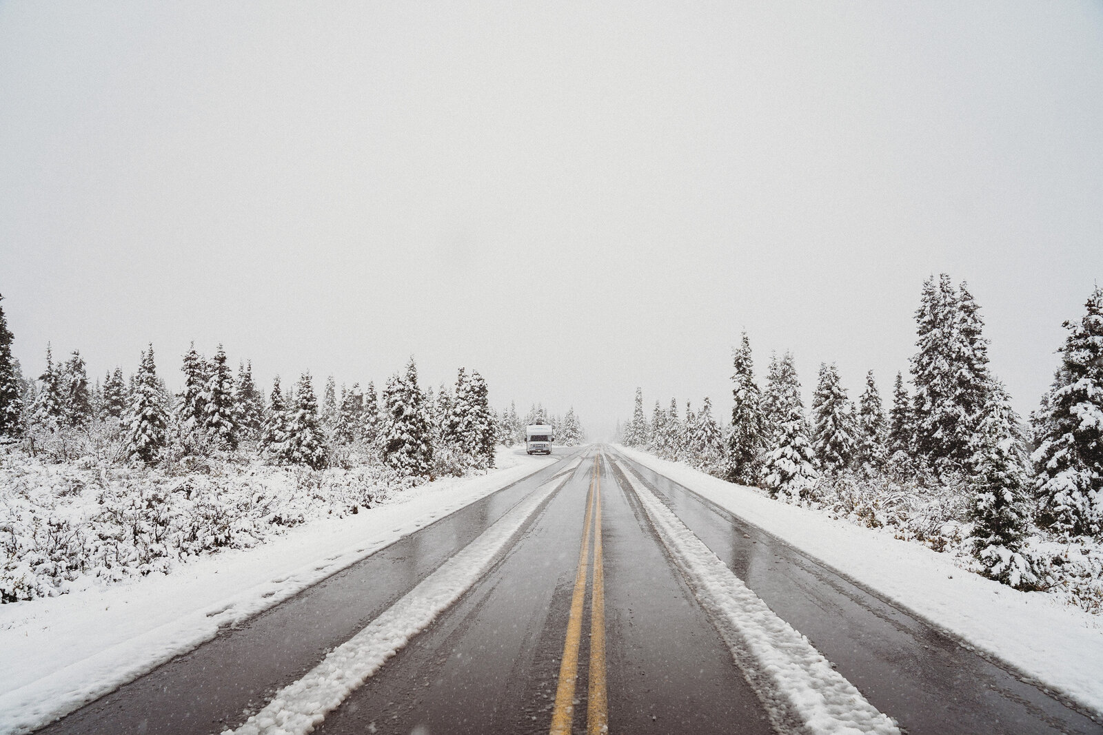 winter road in Denali National Park Alaska