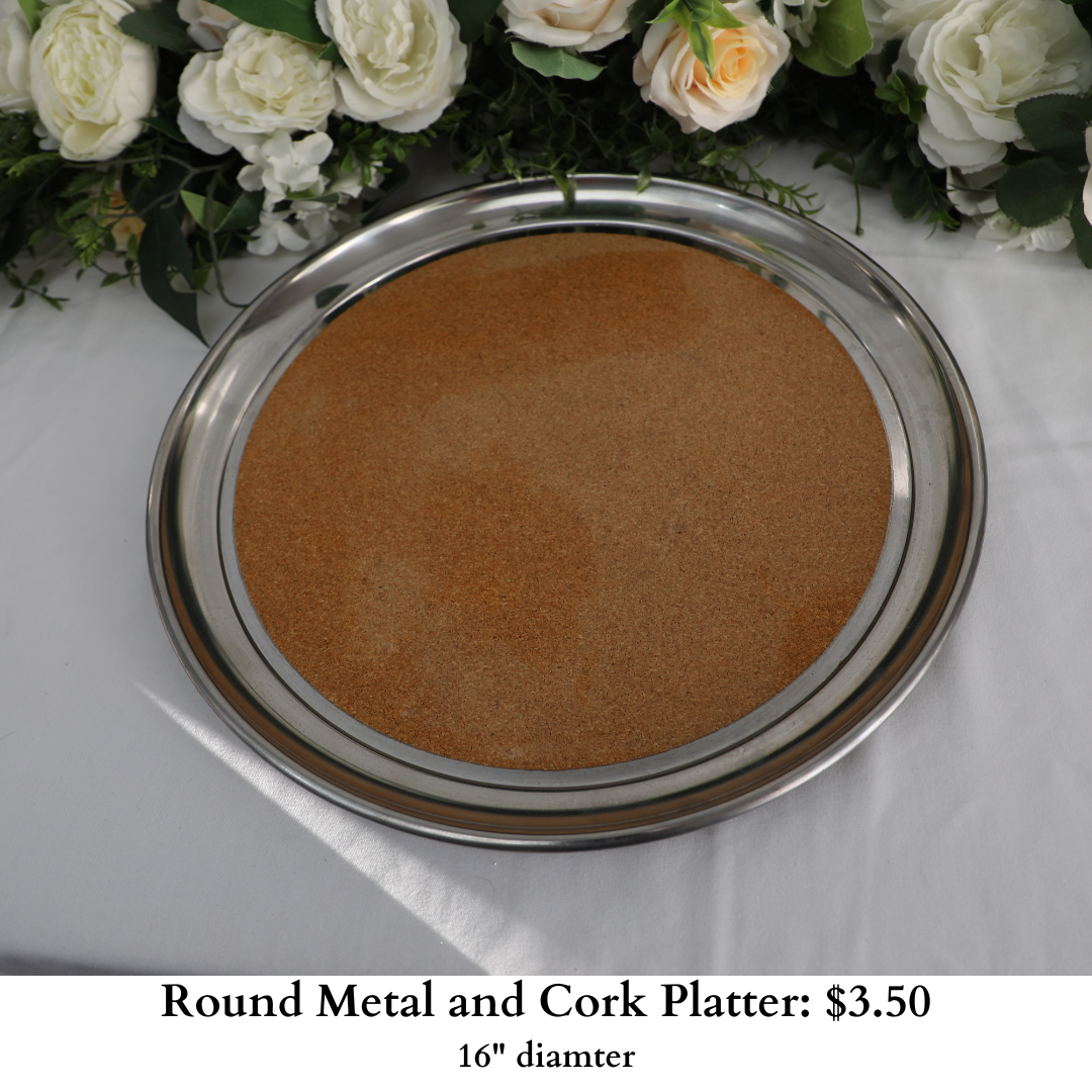 Round Metal and Cork Platter-1047