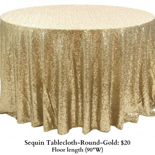 Sequin Tablecloth-Round-Gold-371