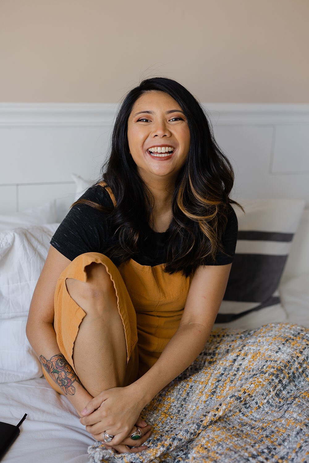 woman laughing during branding photography in Ashburn,VA