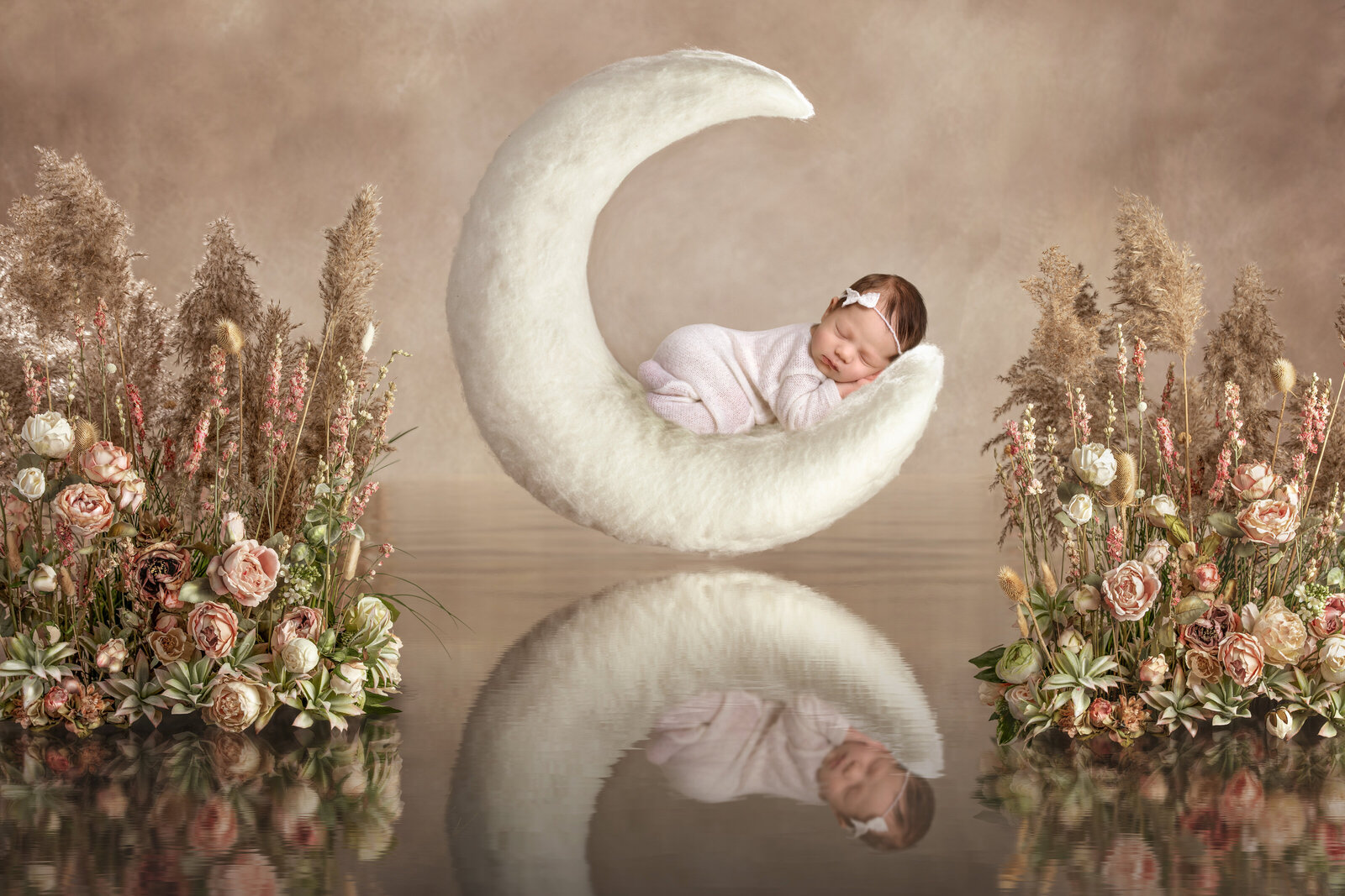 utah newborn photographer composite photo on moon