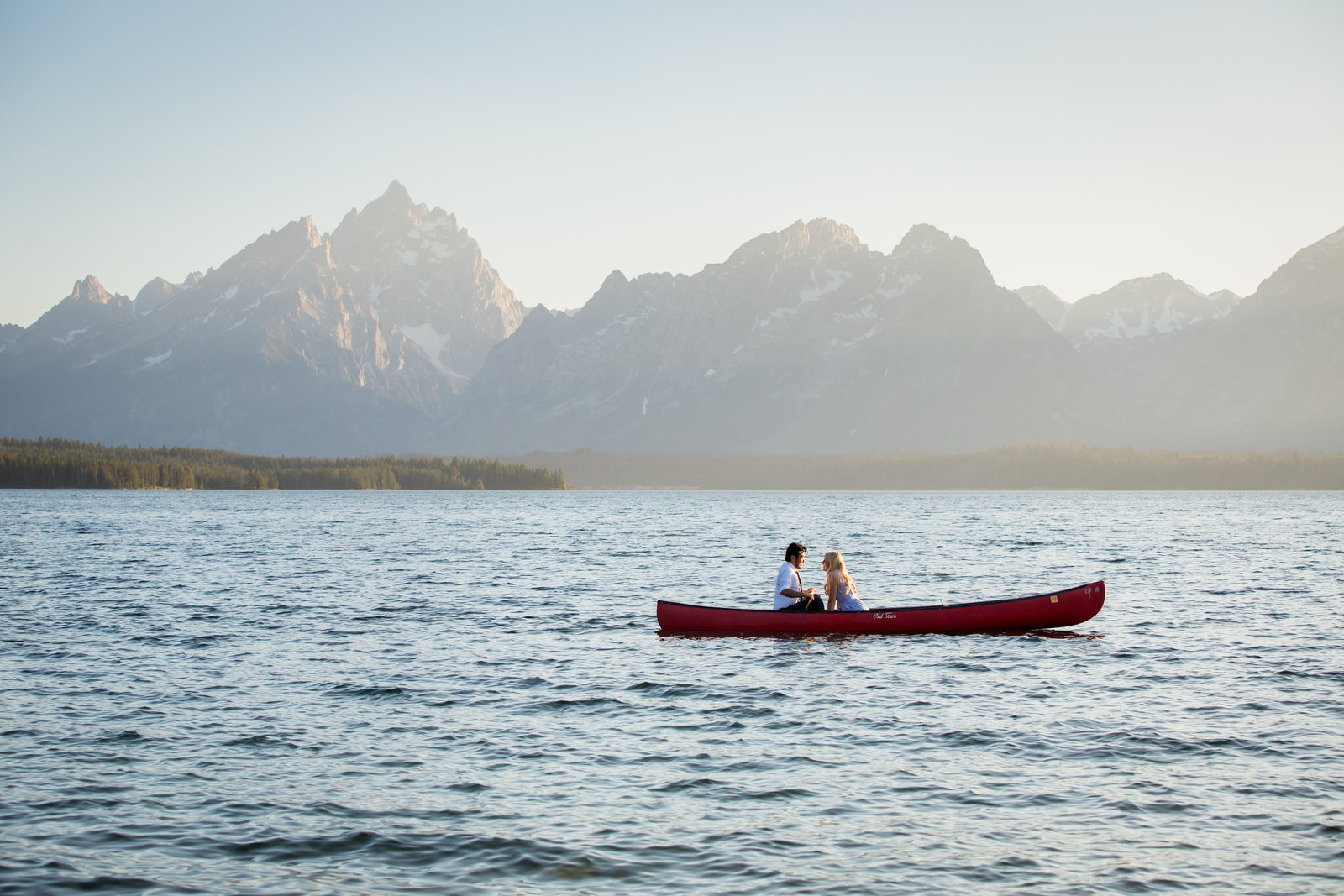 Engagement session in Canoe on Jackson Lake in Grand Teton National Park