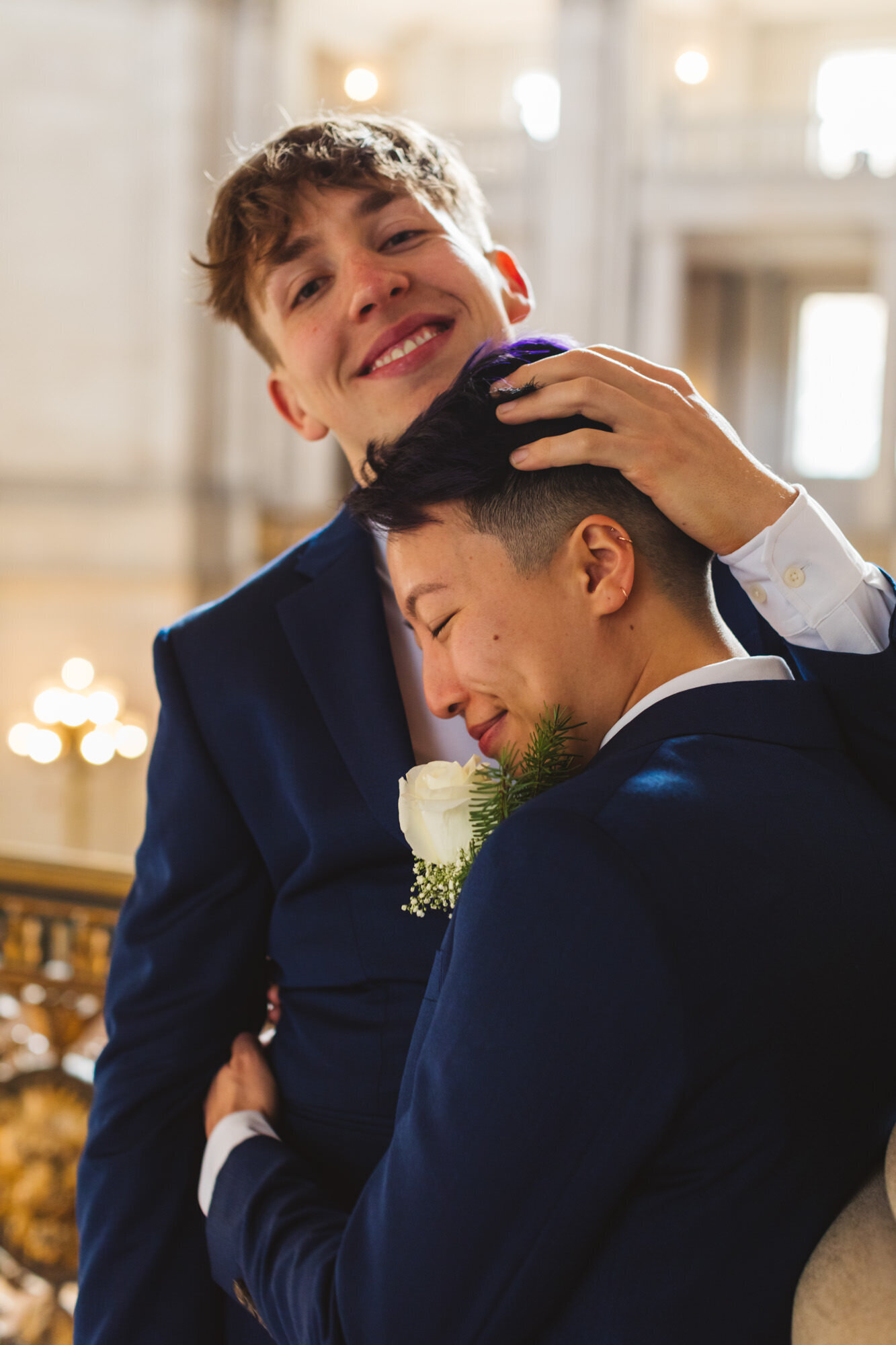queer couples by SF City Hall wedding photographer