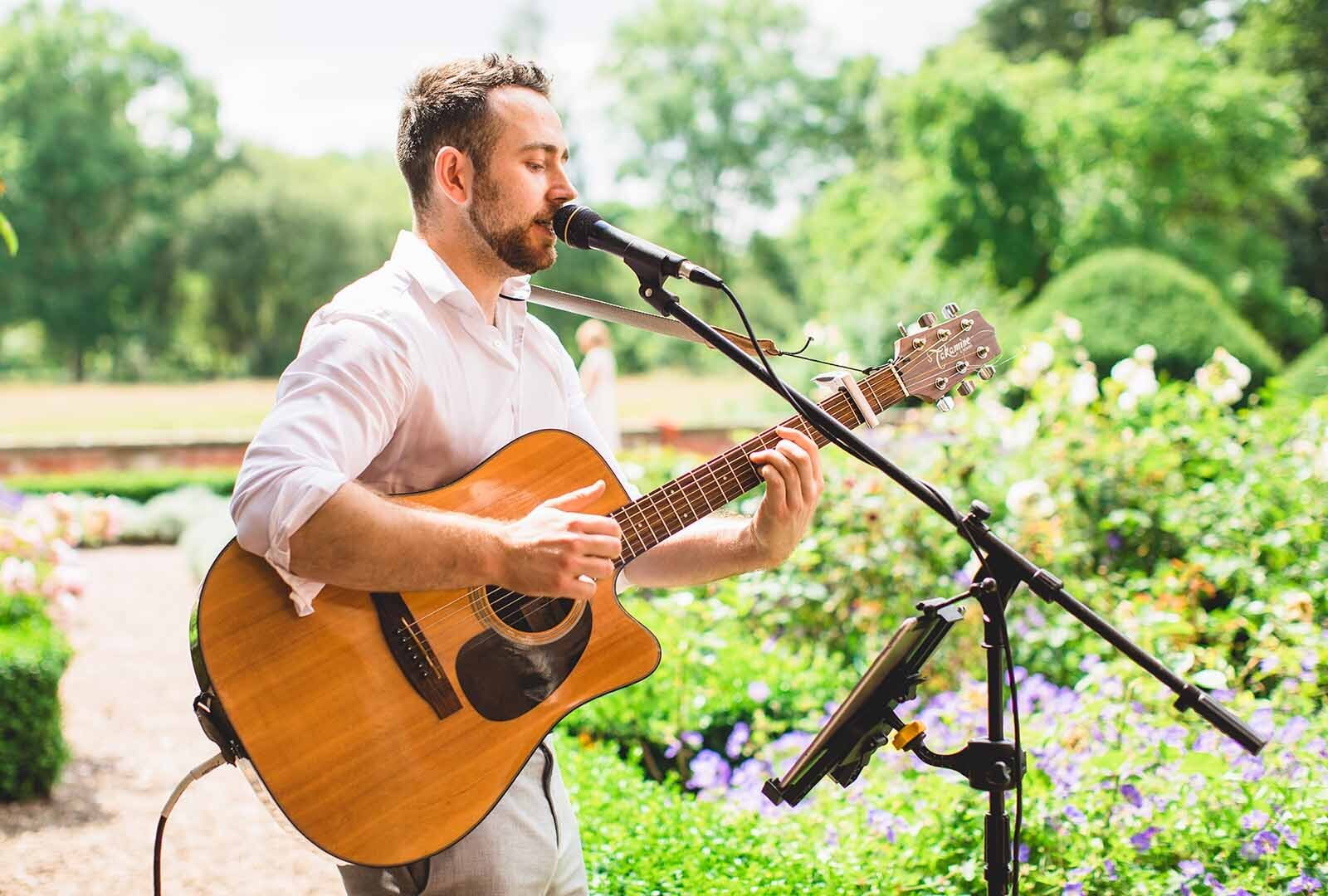 Musician in the garden at Iscoyd