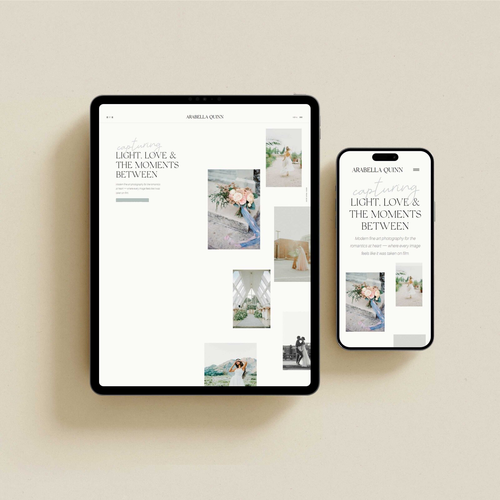 Arabella Quinn Showit home page—story-first structure with refined typography and intuitive flow guiding visitors from intrigue to inquiry (11)