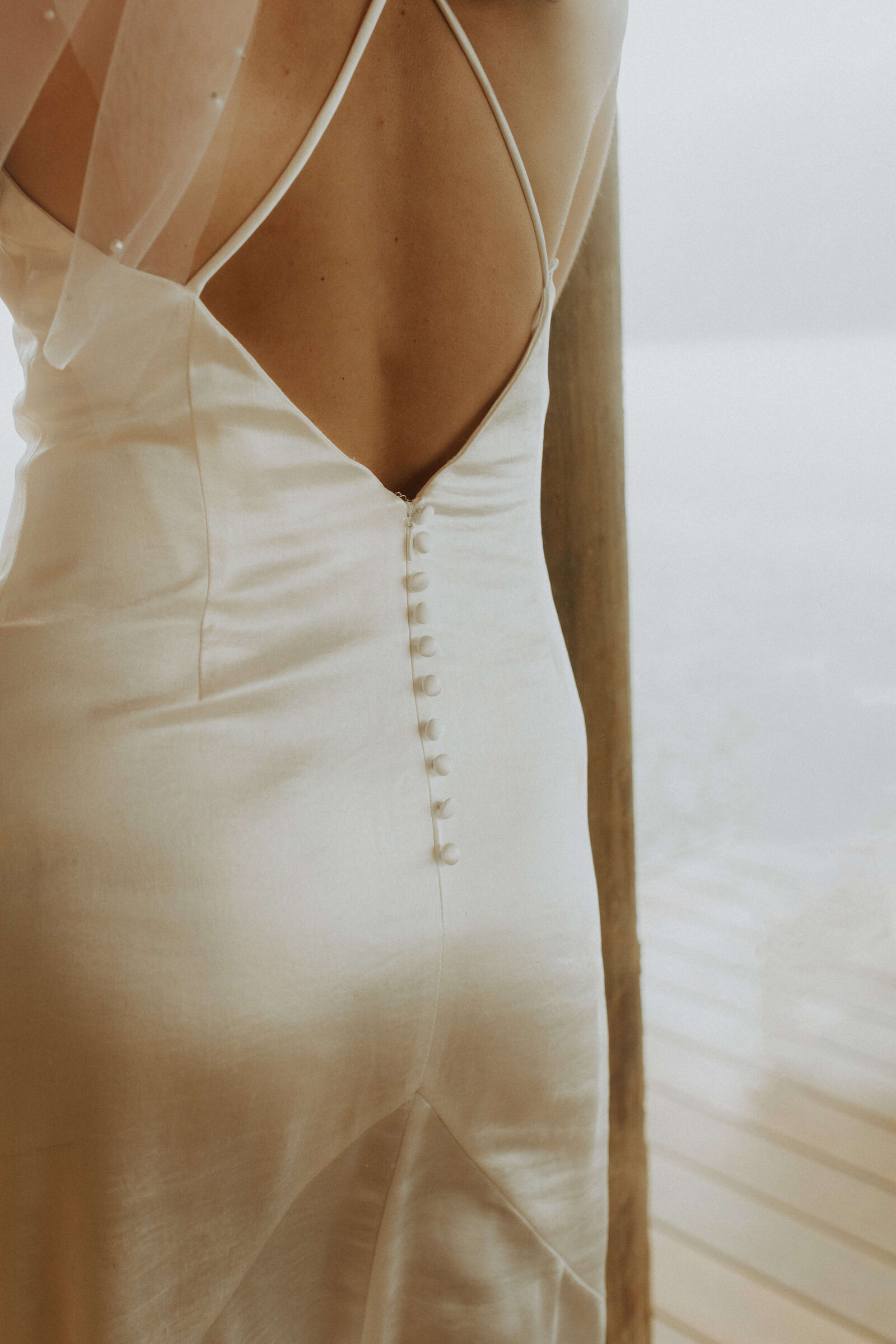 classic wedding gown with buttons down back