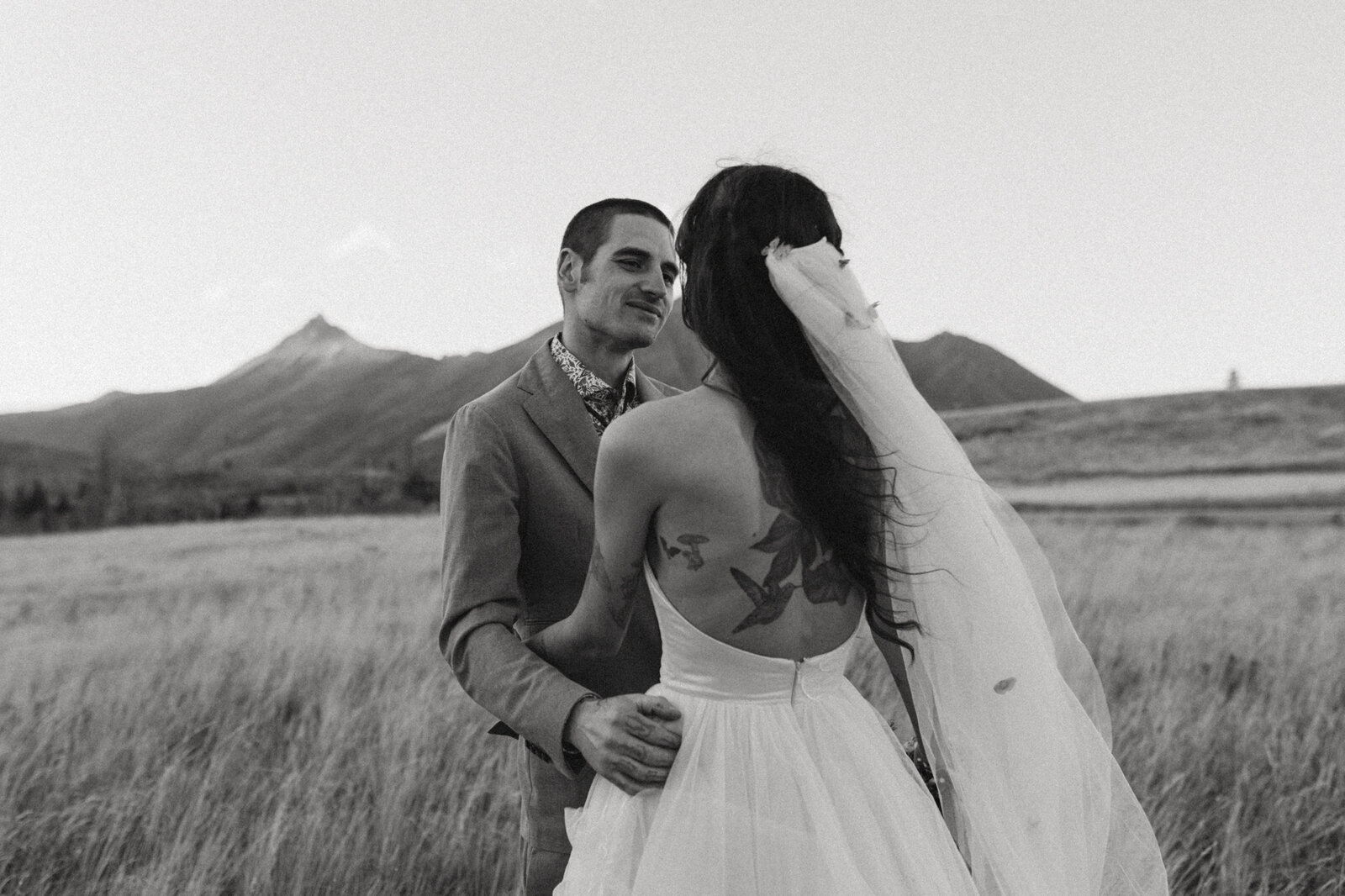Couple at their wedding in Alberta
