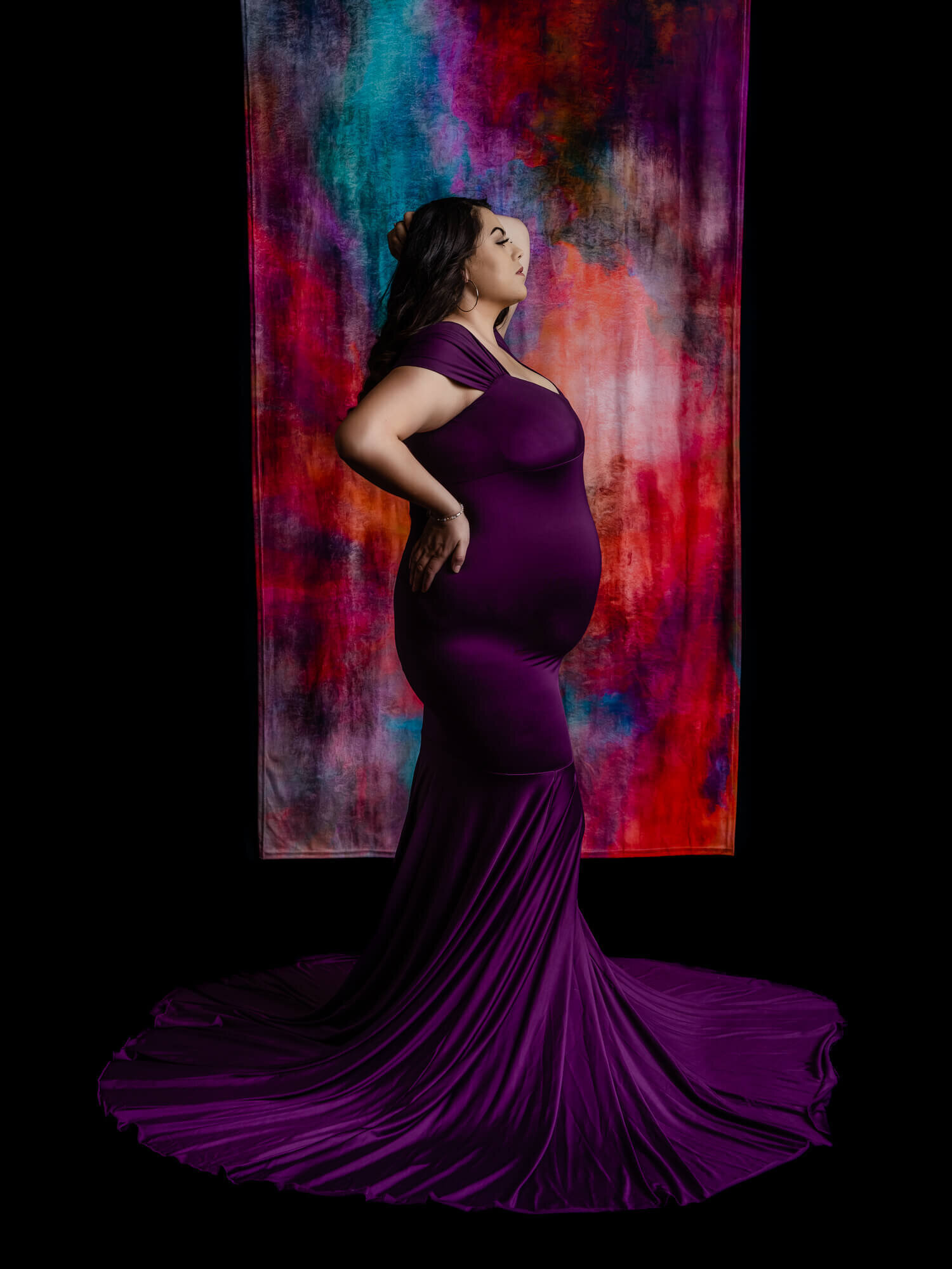 Stunning woman in purple by Prescott AZ maternity photographer Melissa Byrne