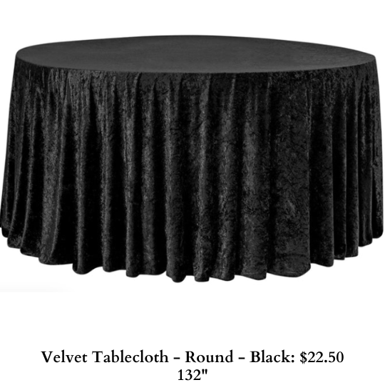 Velvet Tablecloth - Round - Black - 989