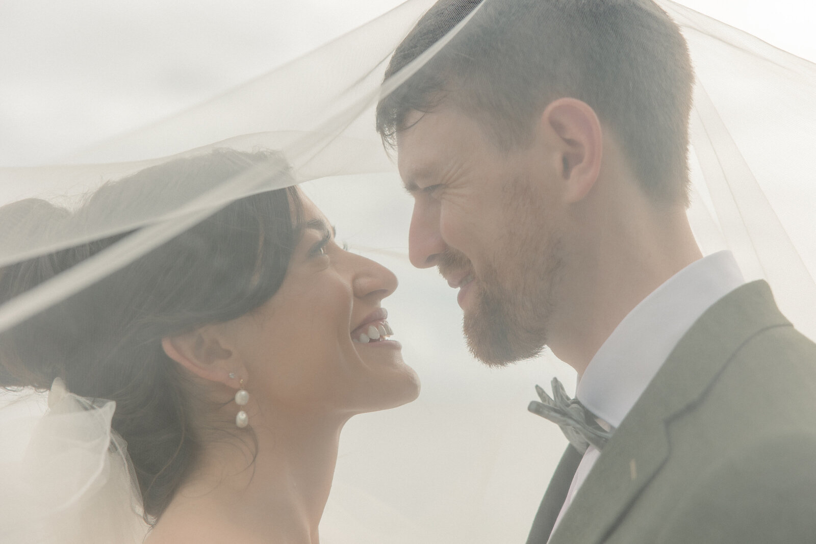 bride and groom under the veil