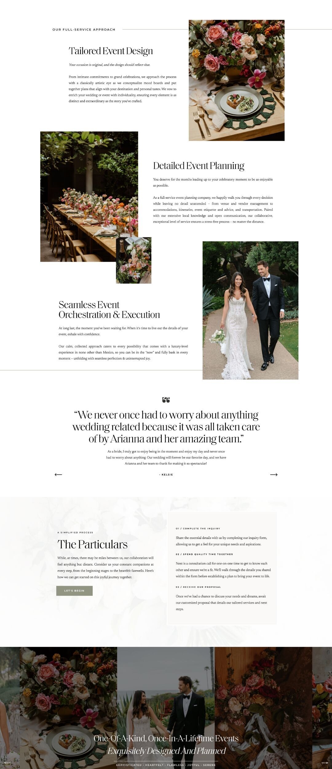 Wedding Planner Services Page Website