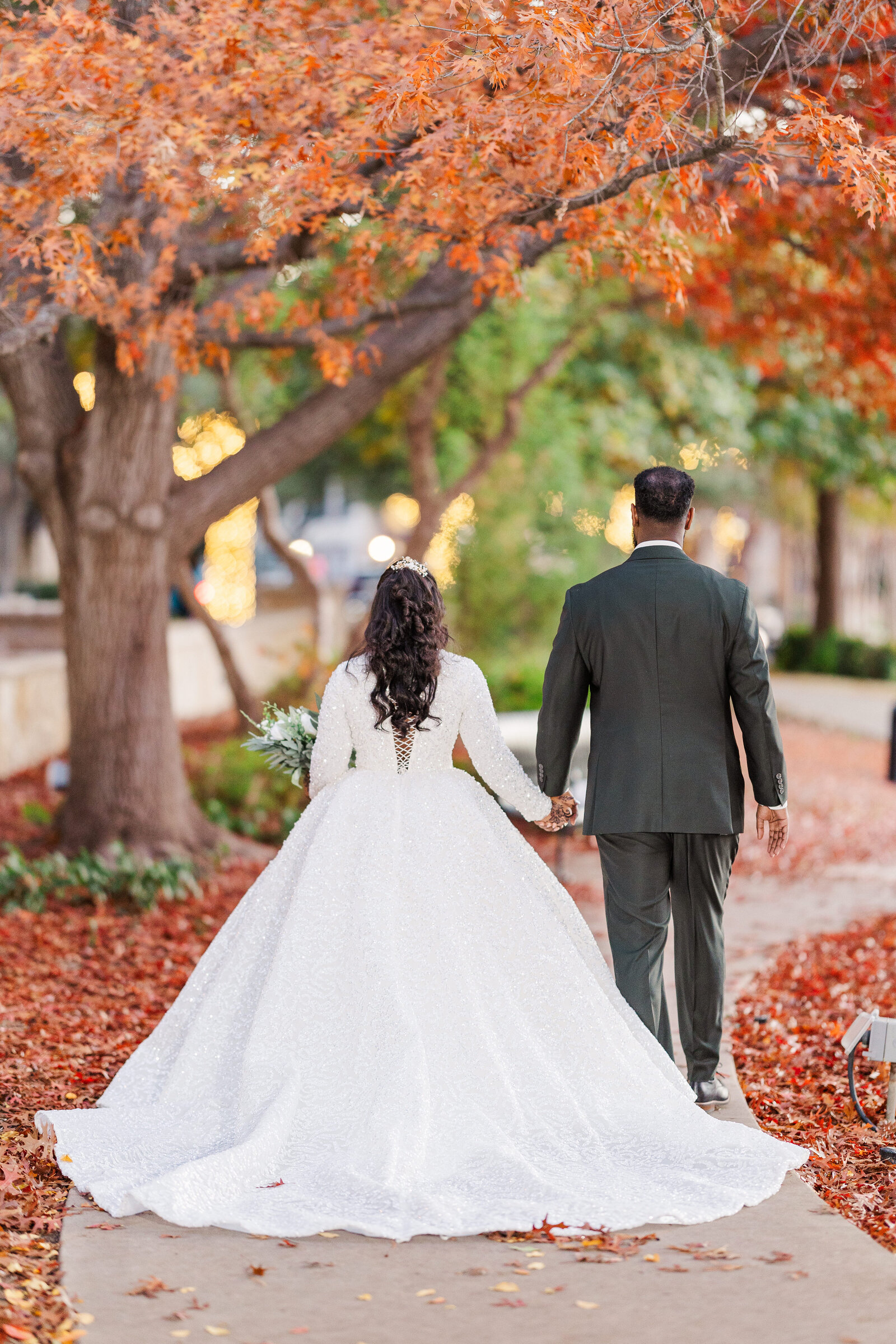 Bride and groom posed couple shots outdoor