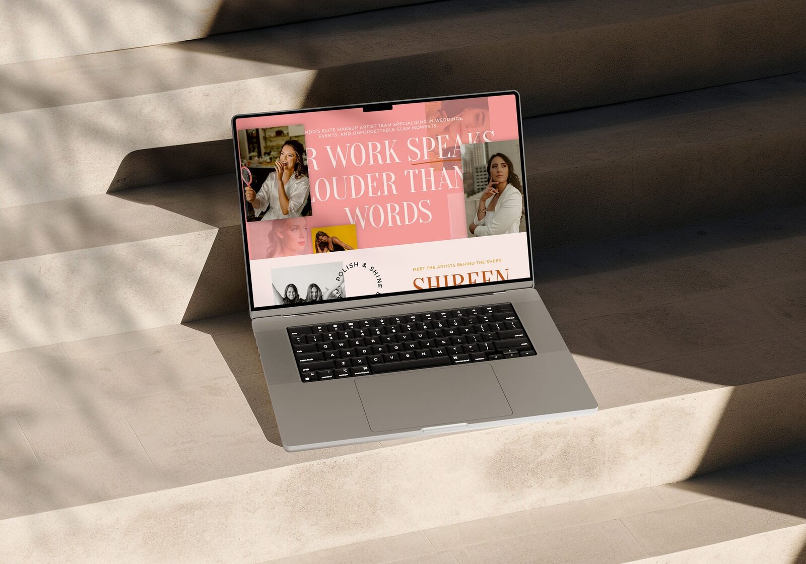 house of sheen website design on a laptop screen