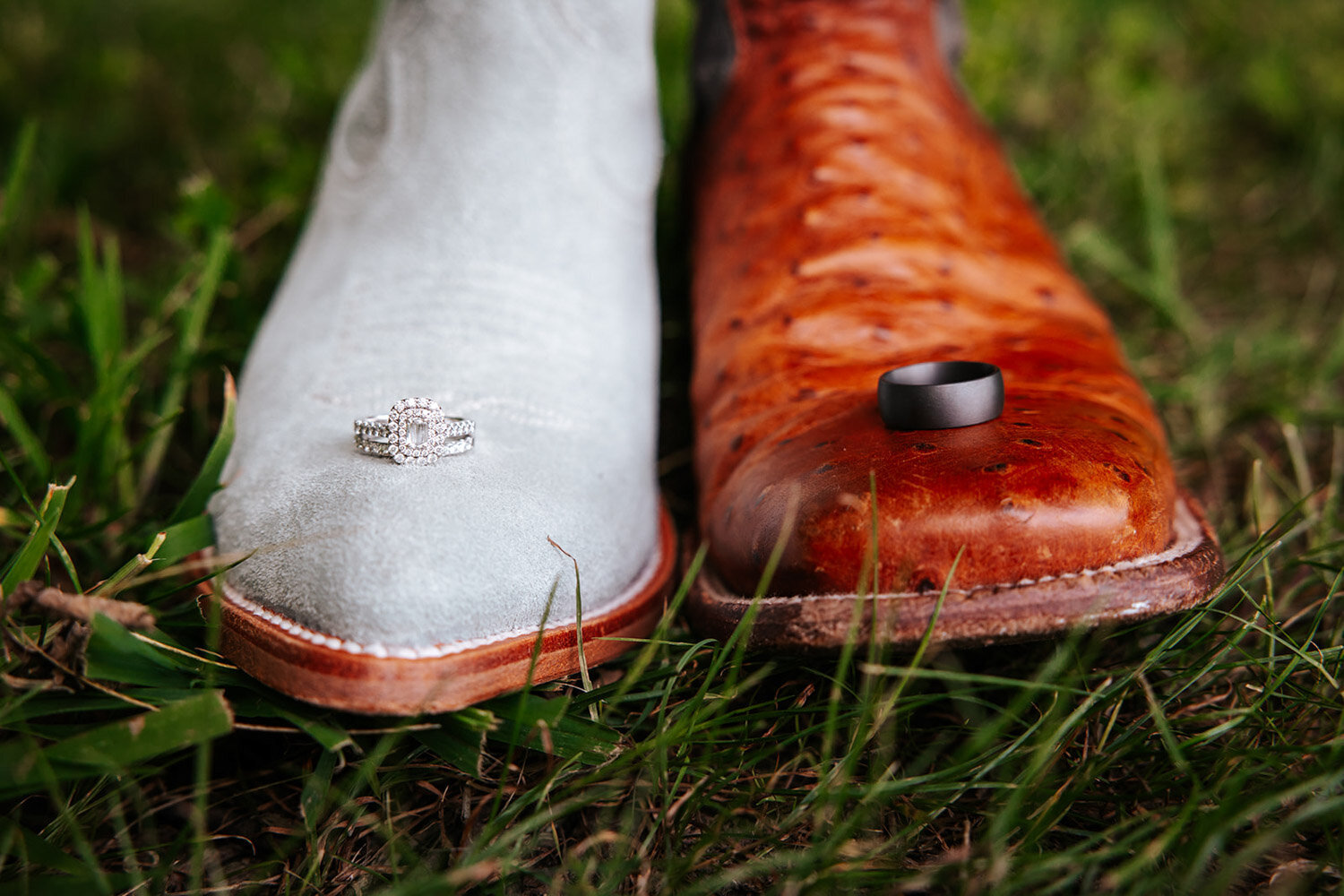 Bride and groom wedding shoes and wedding ring