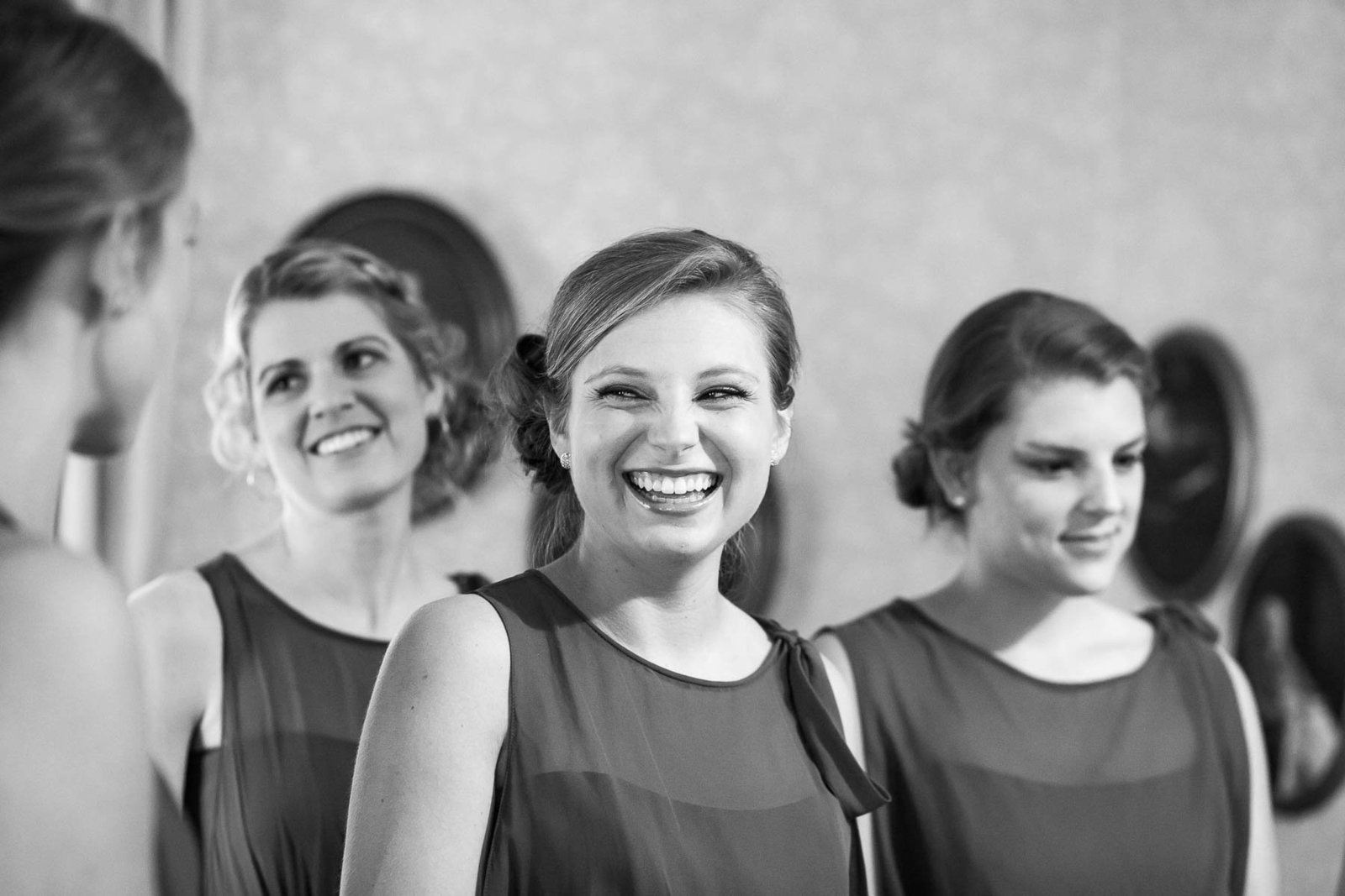 Bridesmaids see the bride in her dress, Oakland Plantation, Charleston Wedding Photographer.