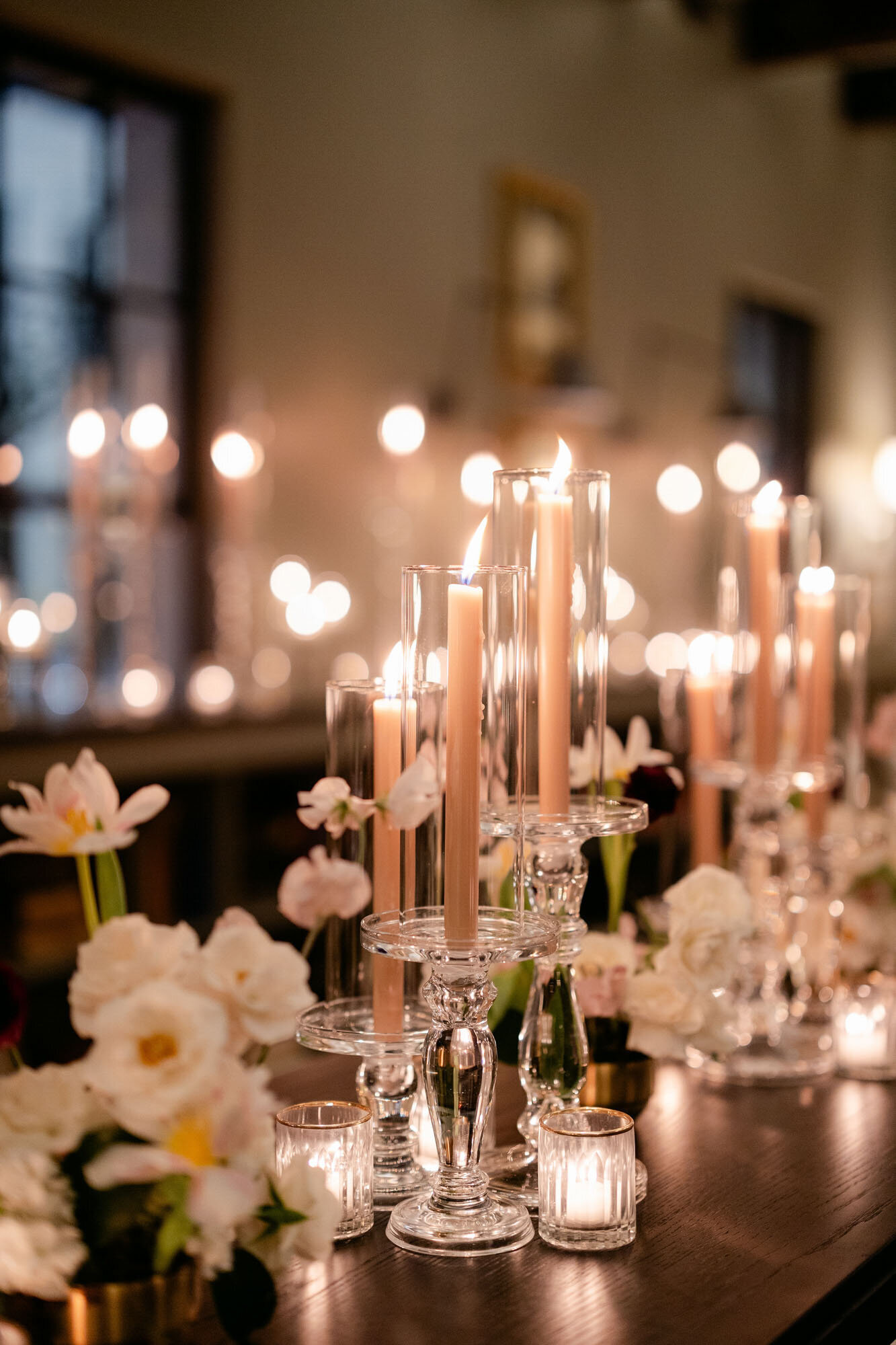 luxury tablescape design with pink and white florals