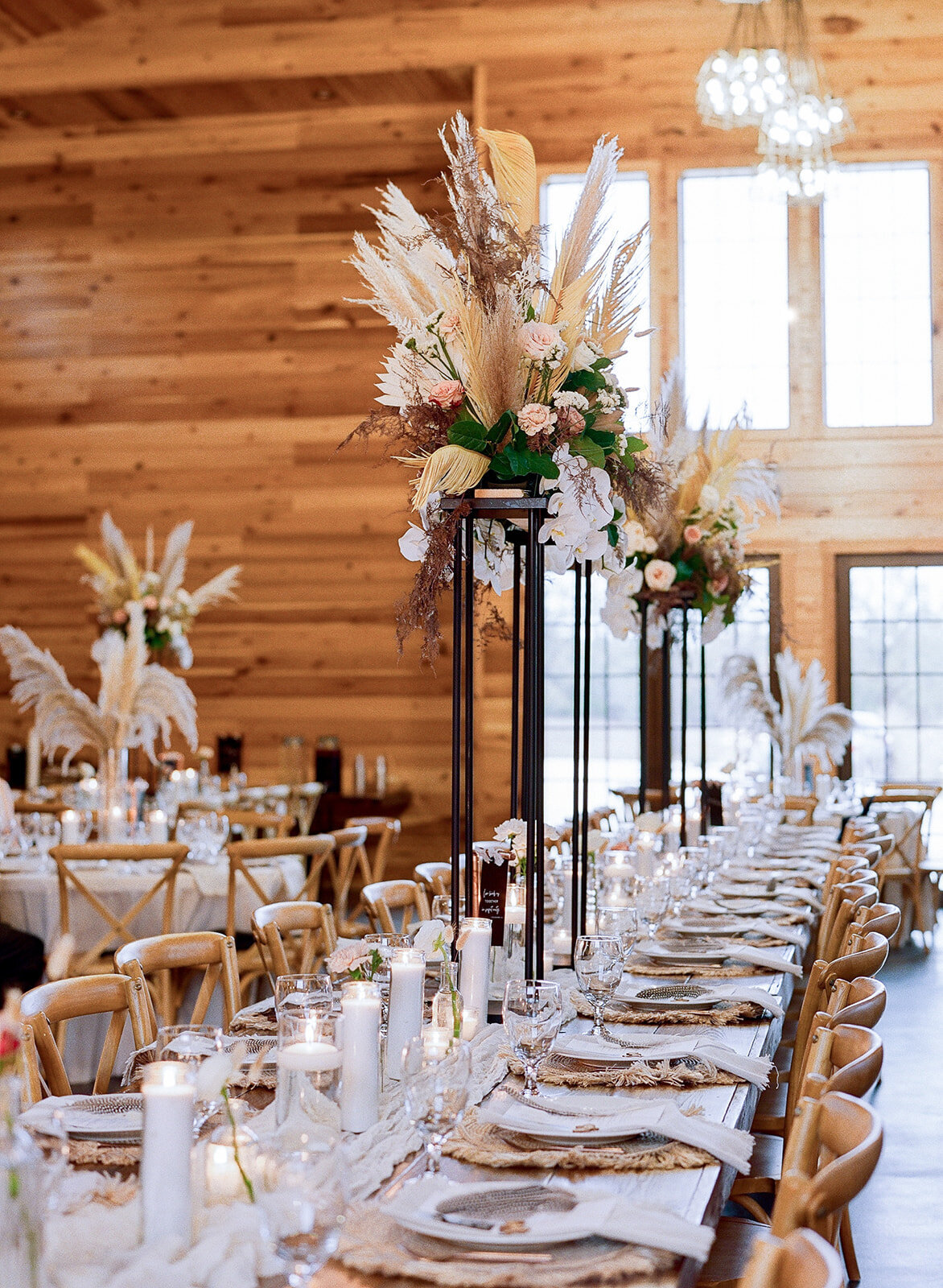 inside boho wedding dining