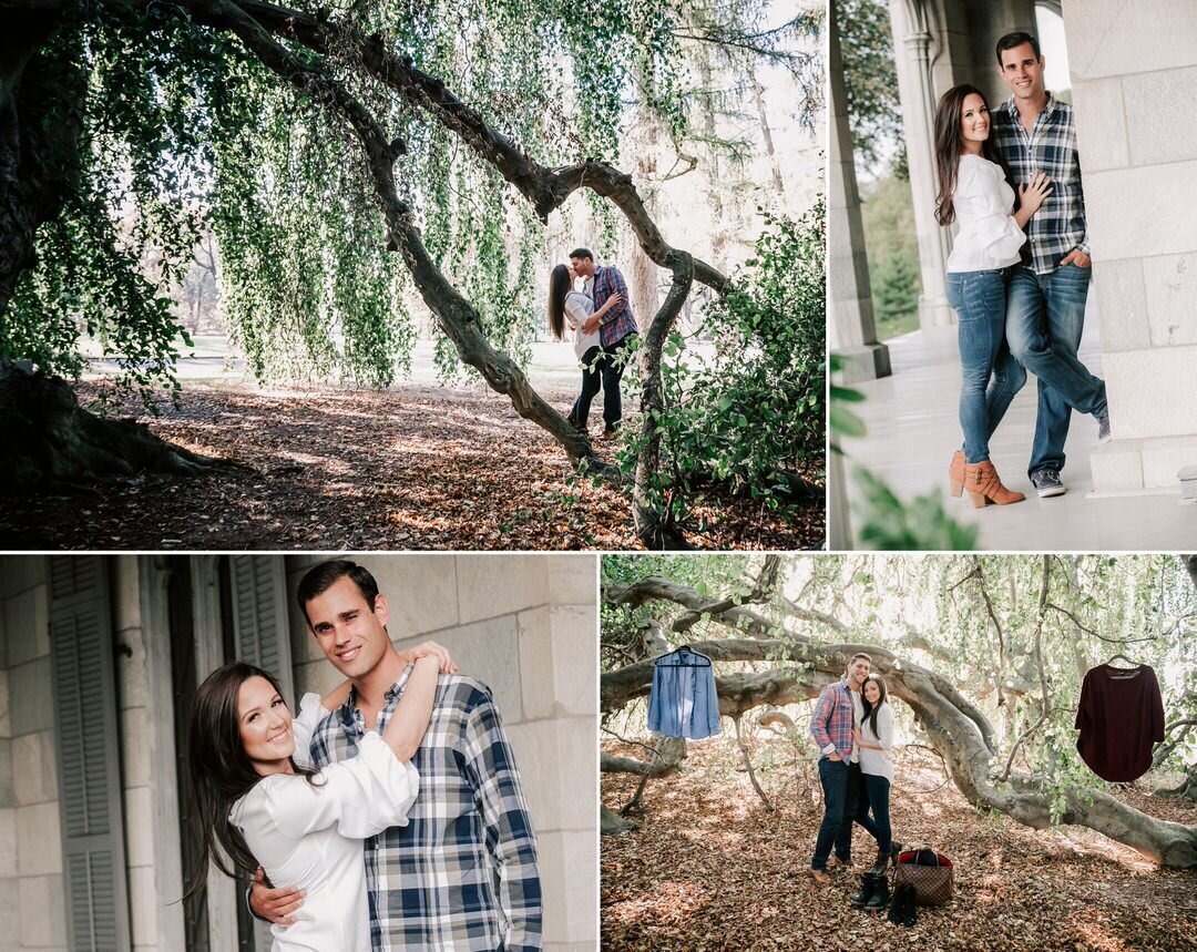 Couple having photos taken on the lawn